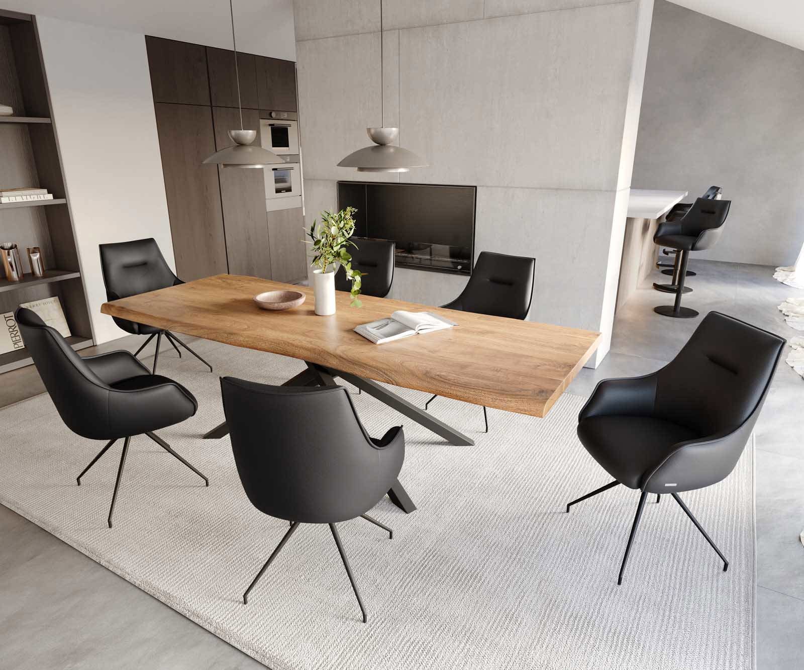 Врътящ се стол с подлакътници Естествена кожа Черен Конус крак кръгъл Черен 180° въртящ се Покет пружина Alja-Flex 4 Врътящ се стол с подлакътници Естествена кожа Черен Конус крак кръгъл Черен 180° въртящ се Покет пружина Alja-Flex 4