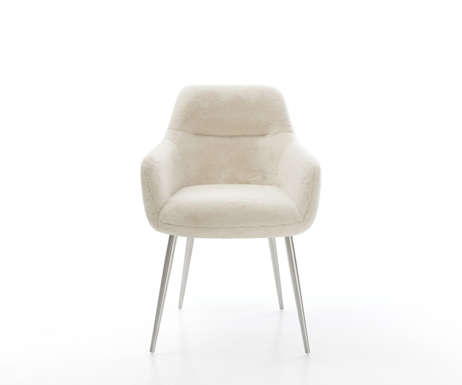 Стол за хранене Pejo-Flex плюшен кремаво-бял четирикрак конусовиден с джобни пружини от неръждаема стомана 2