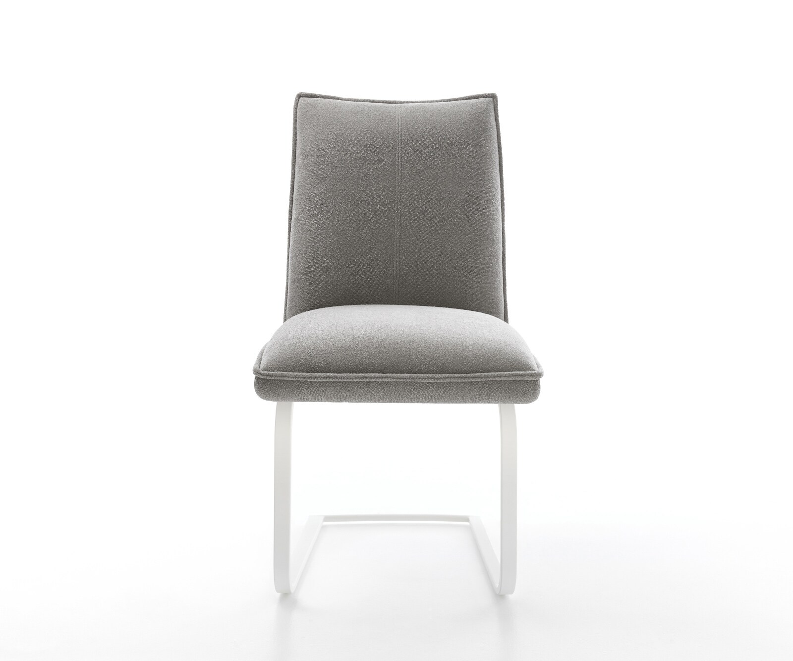 Конзолен стол Lelio-Flex текстурирана тъкан меко сиво конзолен стол плоско бяло ядро с джобни пружини 2