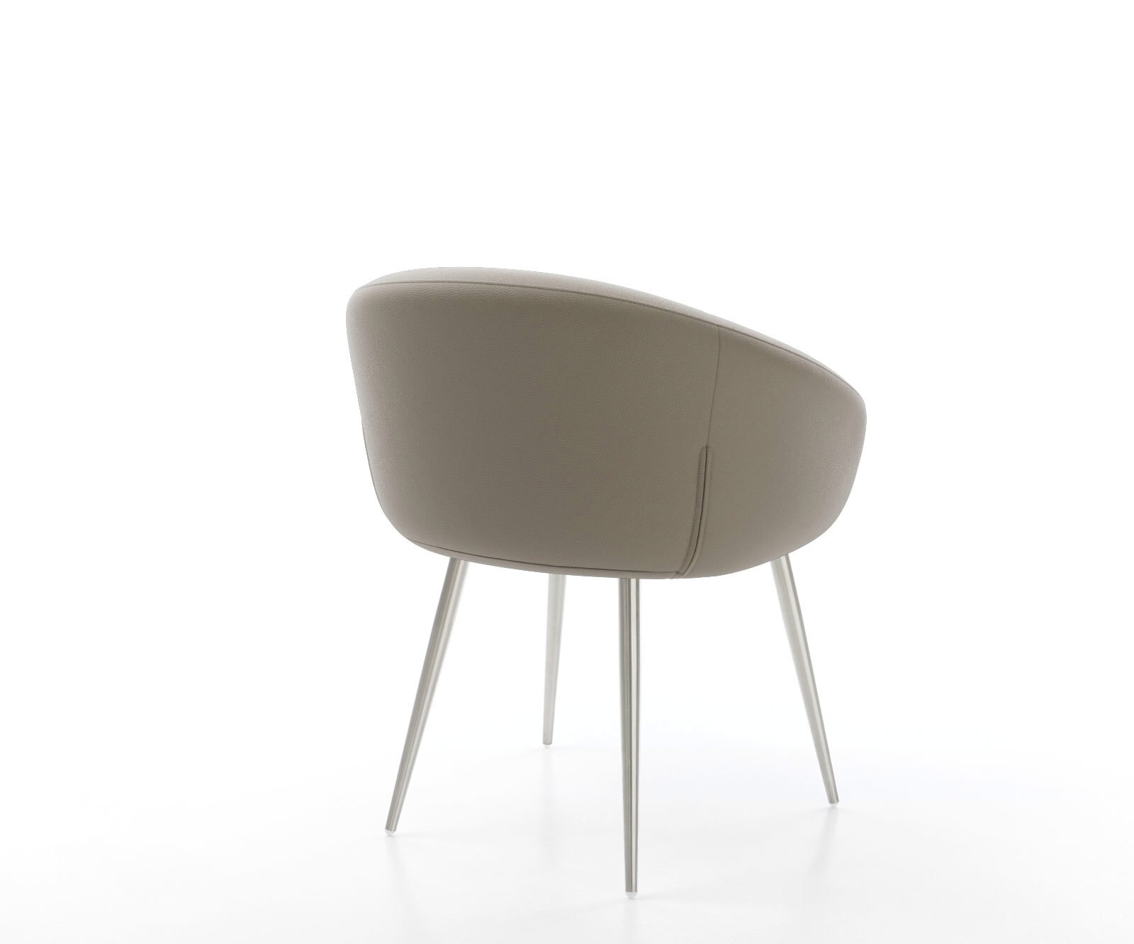 Трапезен стол с подлакътници Естествена кожа Сиво-Кафяв 4 крака конични Неръждаема стомана Покет пружина Vinka-Flex 5