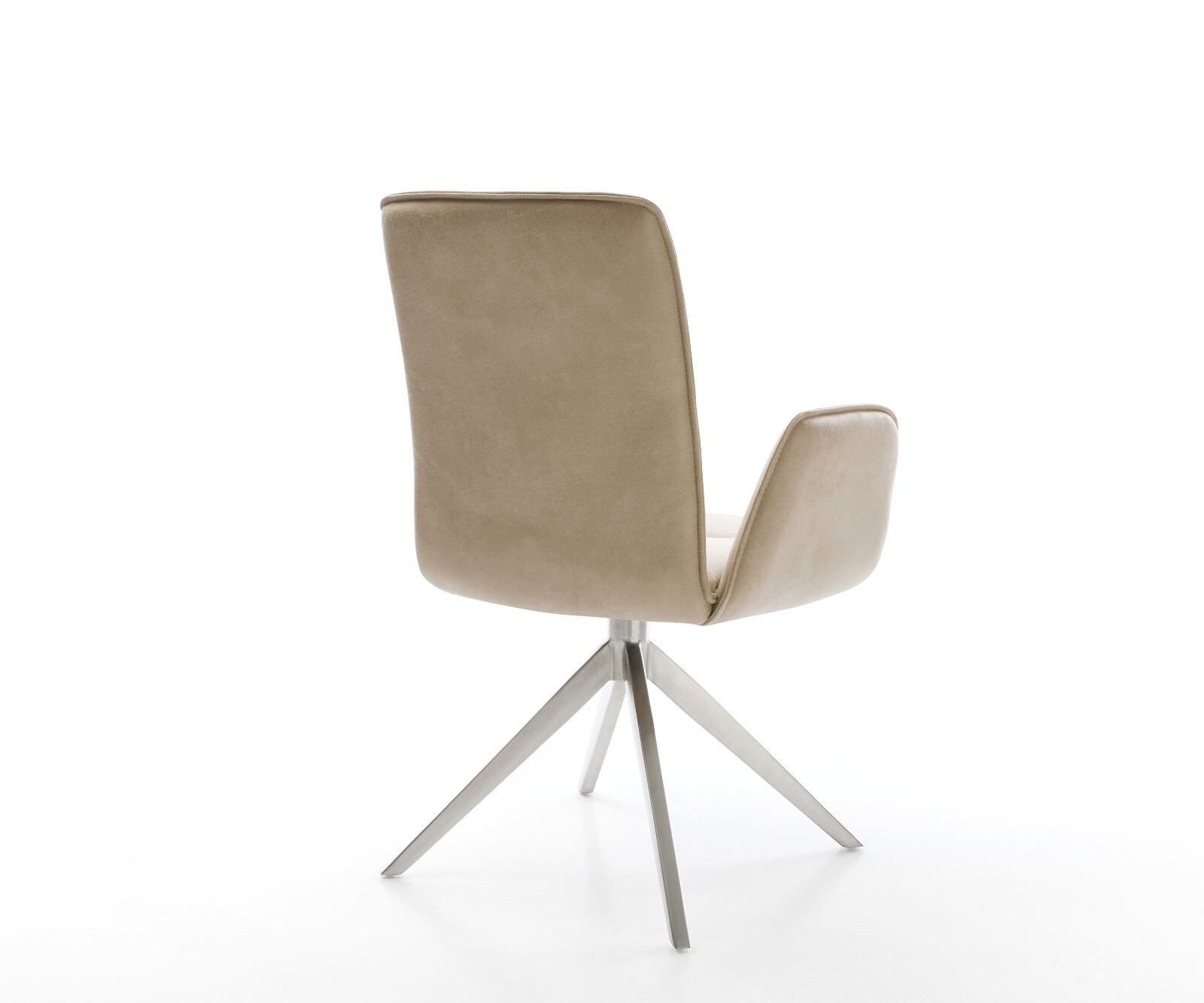 Въртящ се стол Vinja-Flex Микрофибър Бежов реколта Кръстосана рамка широка Неръждаема стомана Въртене на 360° Люлееща се функция 4