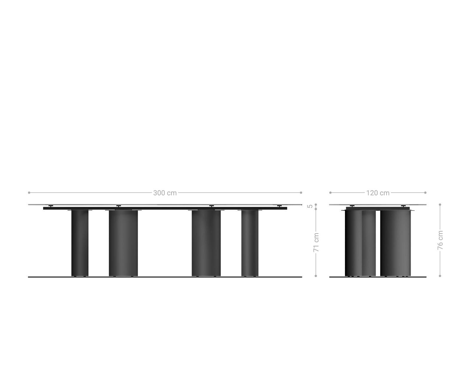 Трапезна маса Edge Boot 300x120 см, керамика Laminam „®“, цвят „Sabbia“ (дъбов), крака от неръждаема стомана, графит 7