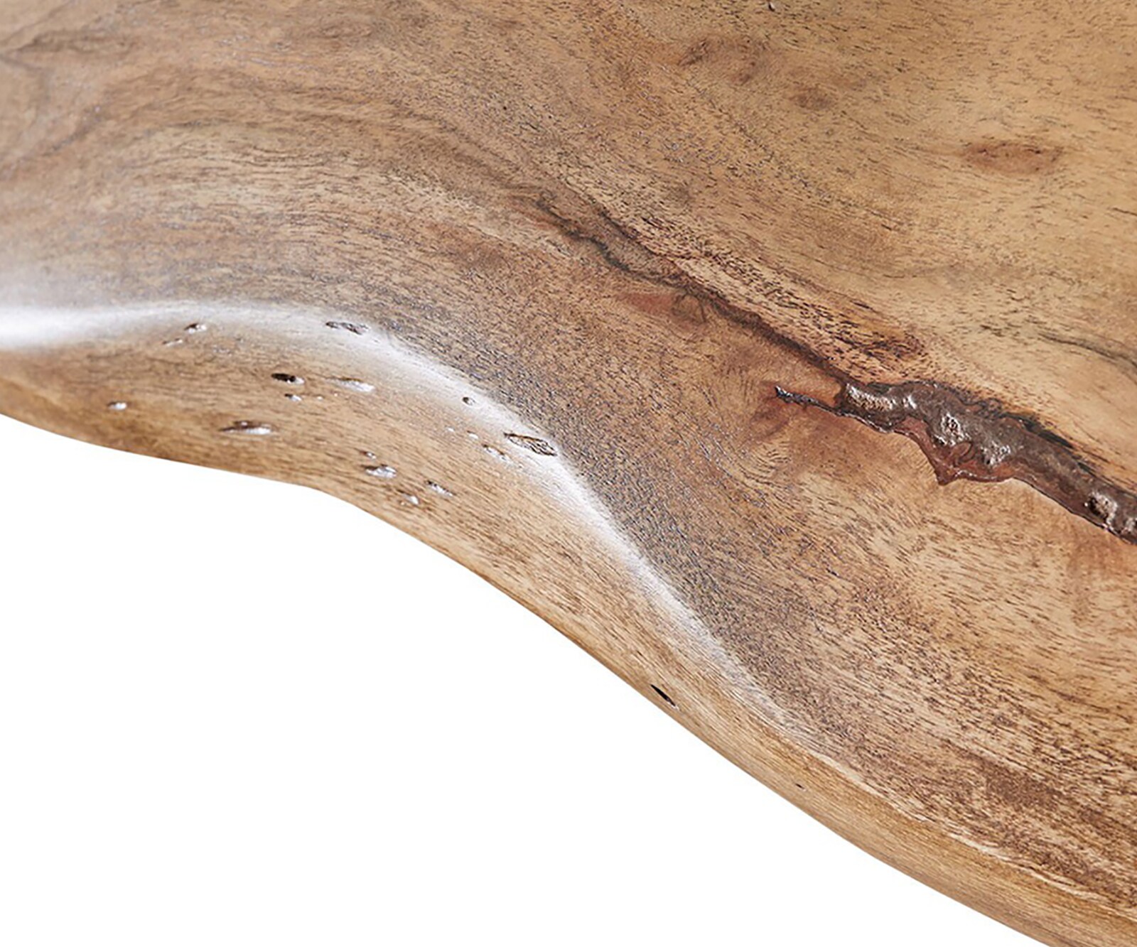 Маса 200x100cm XL Акация Натурал Неръждаема стомана Сребрист под ъгъл Edge 5