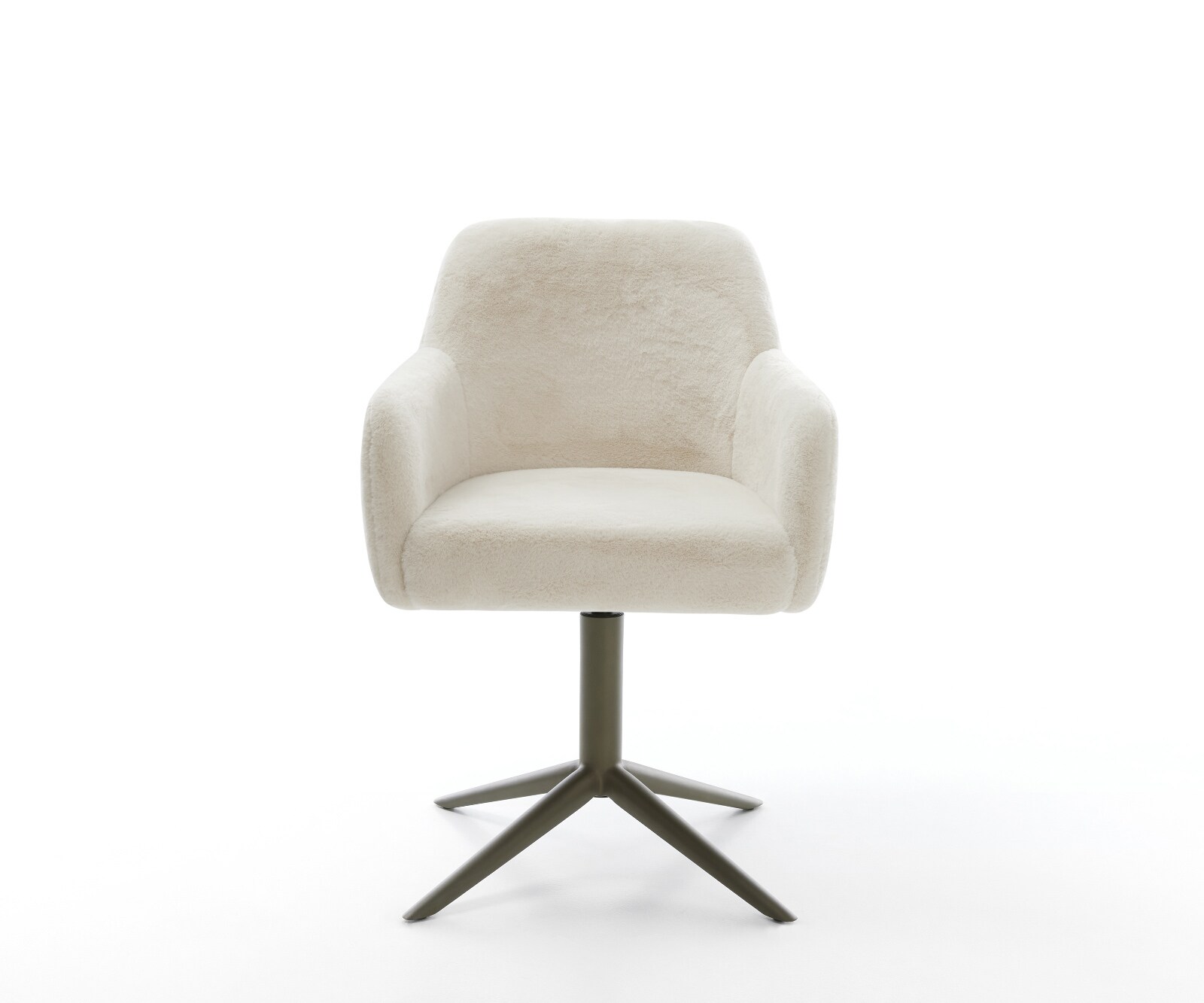 Въртящ се стол Greg-Flex плюшена кремаво-бяла основа ефектно покритие титан 360° въртяща се люлееща се функция сърцевина от джобни пружини 1