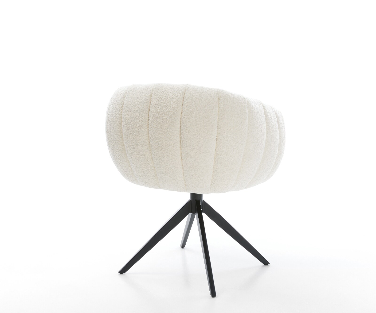 Въртящ се стол Jada-Flex, Бяло букле, черна кръстосана рамка широка, 360° въртене и люлееща се функция, Ядро от джобни пружини 5