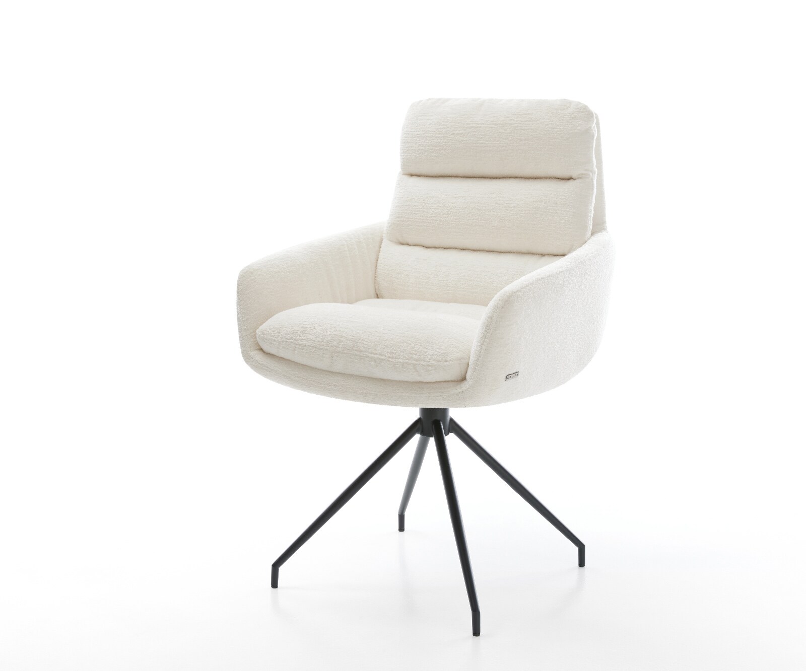 Трапезен стол Abelia-Flex с подлакътници Bouclé Soft Beige Кръстосана рамка конична Черно 1