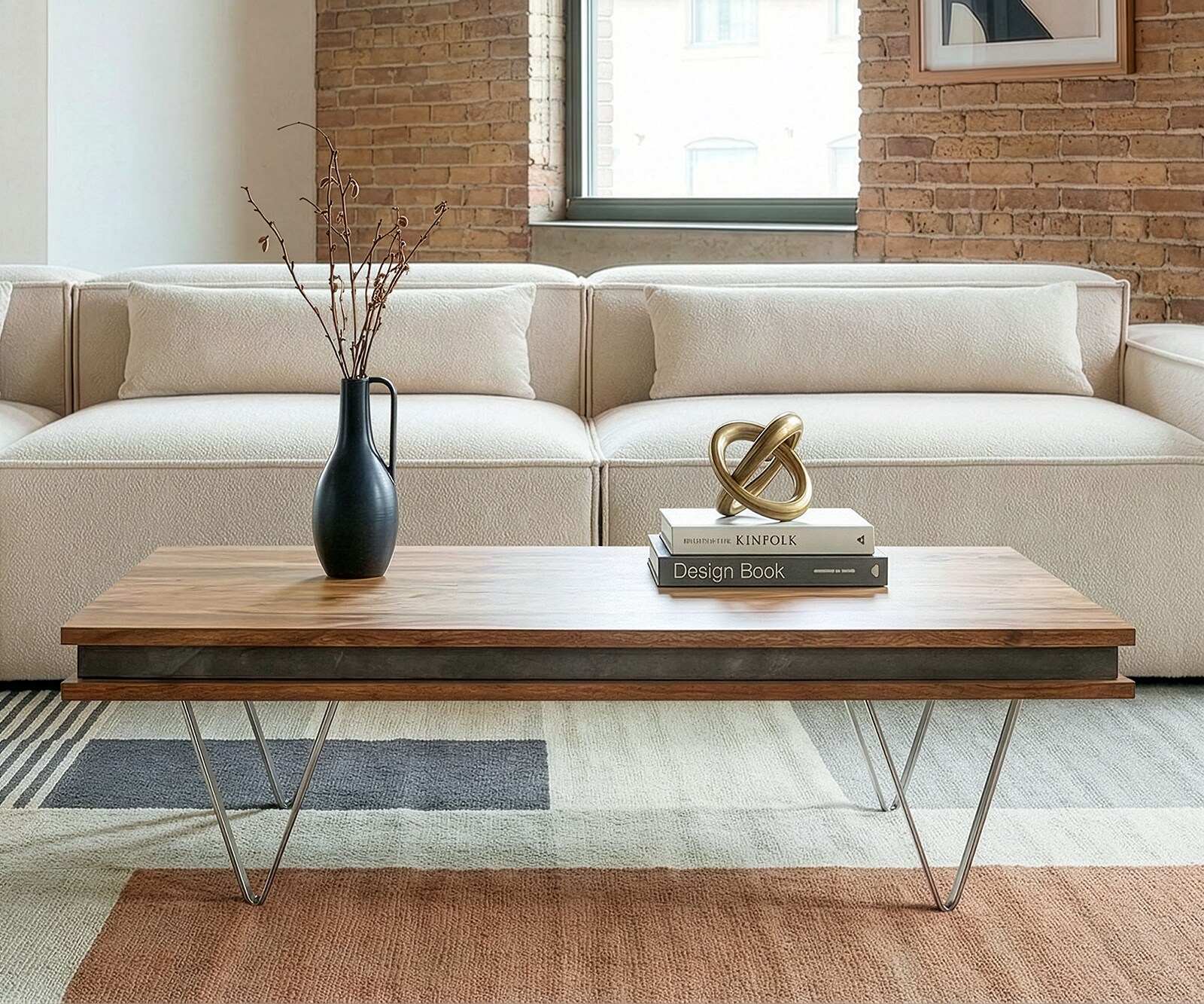 Дизайнерска масичка за кафе Stonegrace 117x60x25 cm естествена акациева шисти 2