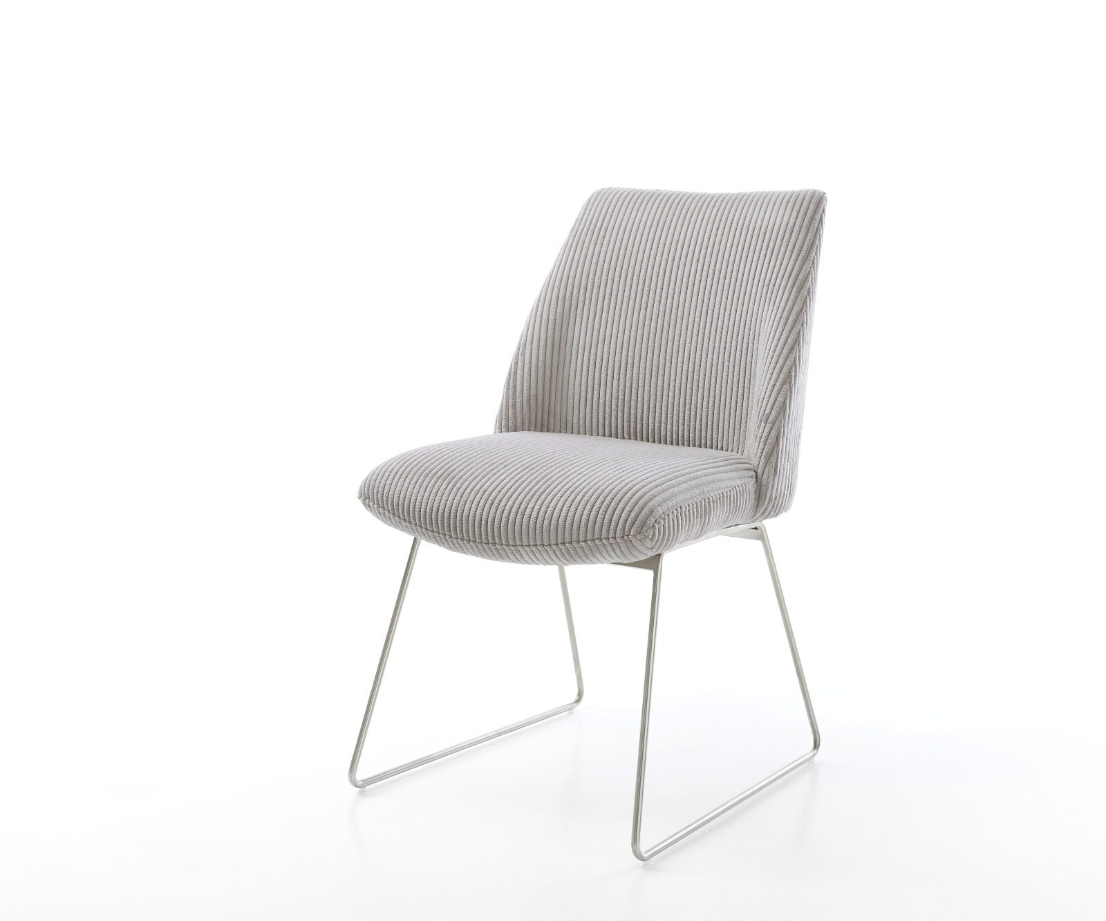 Трапезен стол Корд СребристСив Извити крака Неръждаема стомана Покет пружина Elso-Flex 1