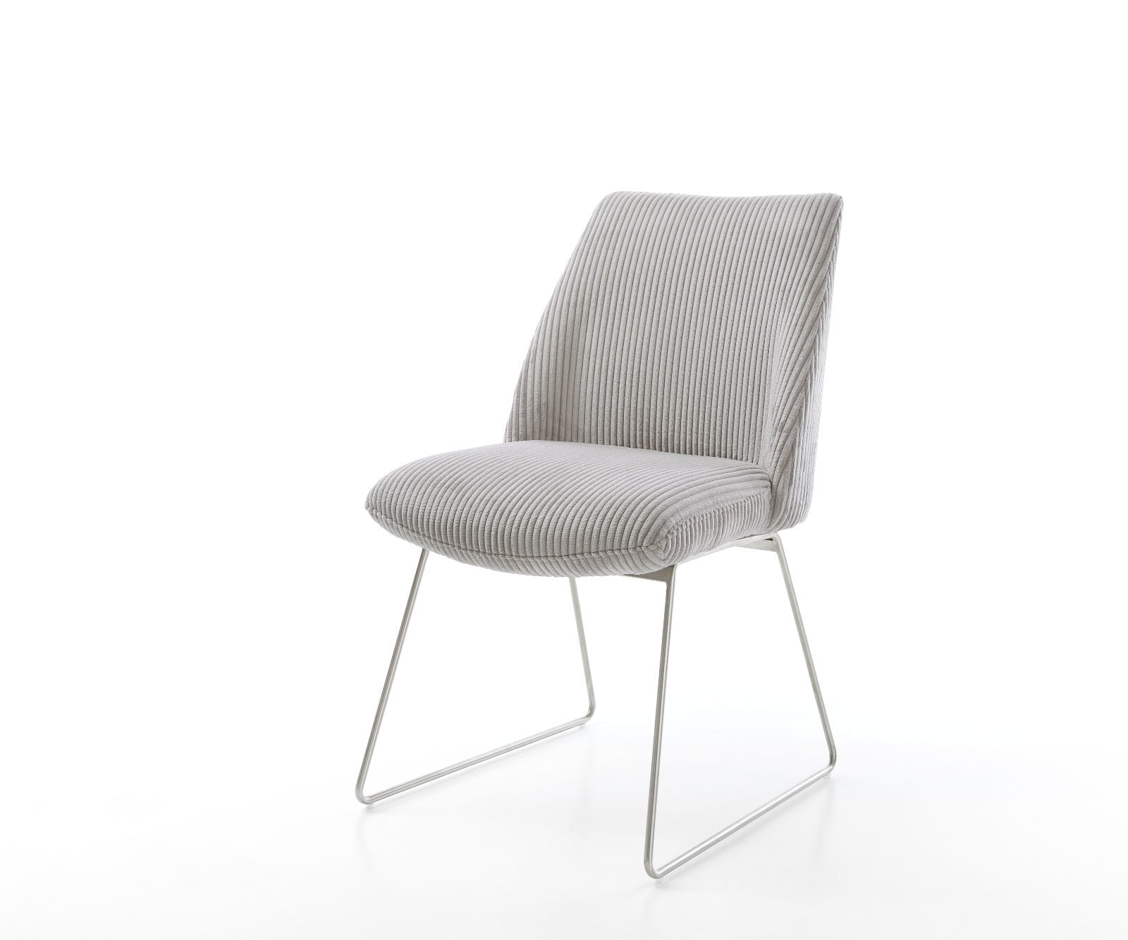 Трапезен стол Корд СребристСив Извити крака Неръждаема стомана Покет пружина Elso-Flex 1