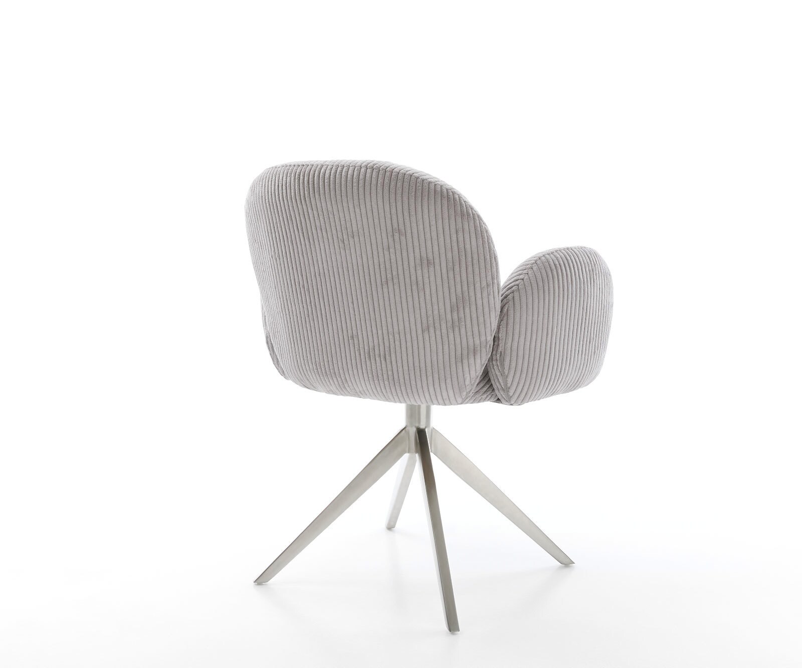 Врътящ се стол с подлакътници Корд СребристСив Конус крак плосък Неръждаема стомана 360° въртящ се Покет пружина Nube-Flex 5