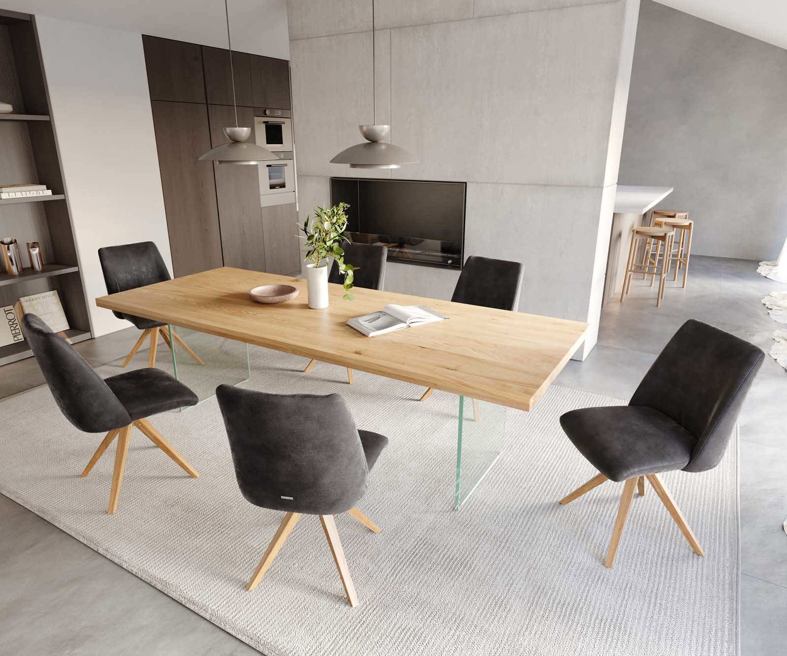 Врътящ се стол Антрацит Винтидж Дървена рамка  Натурал 180° въртящ се Покет пружина Elso-Flex 4 Врътящ се стол Антрацит Винтидж Дървена рамка  Натурал 180° въртящ се Покет пружина Elso-Flex 4