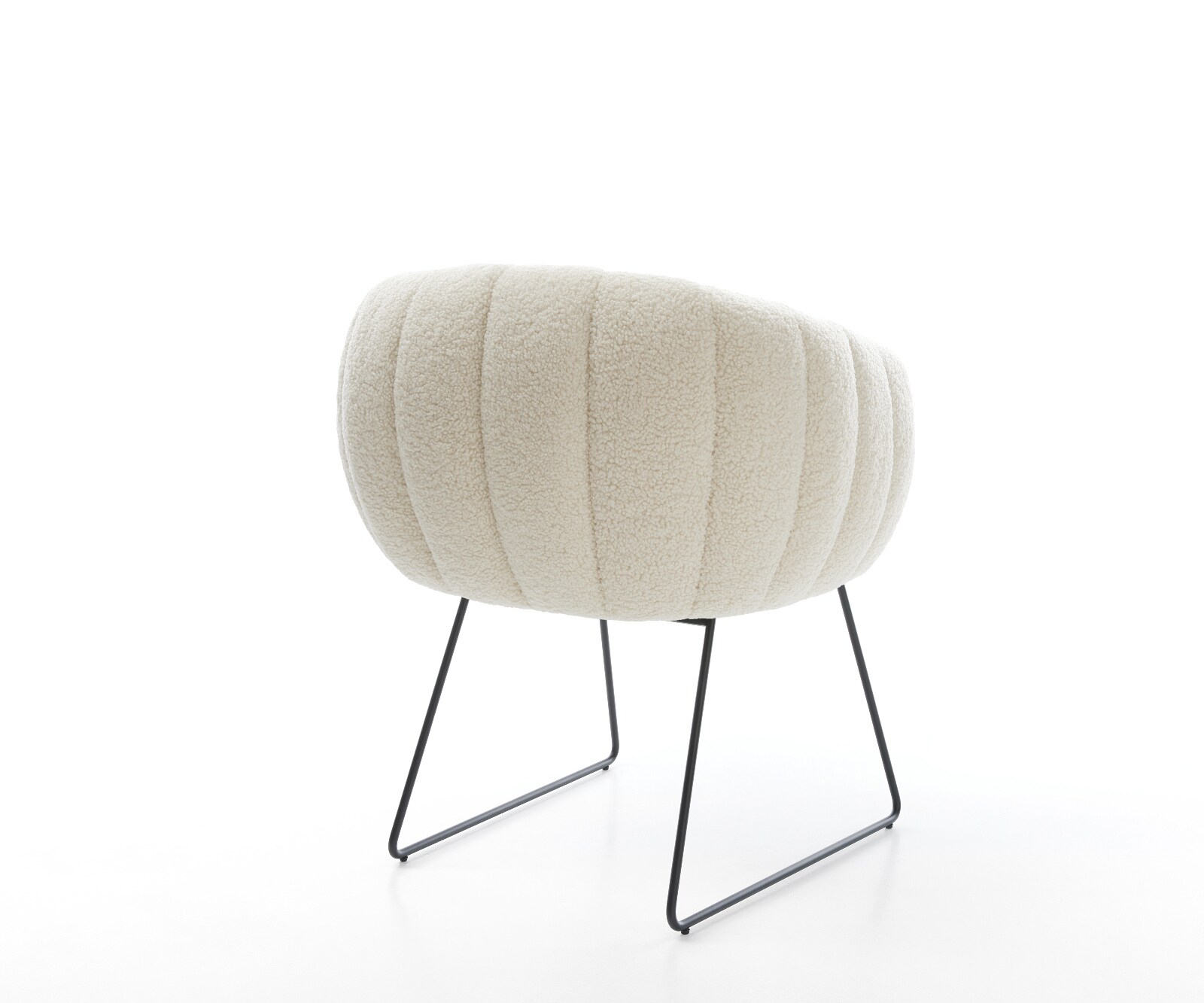 Трапезен стол Jada-Flex Teddy, мек бежов плат, Основа шейна, Черно Ядро от джобни пружини 5