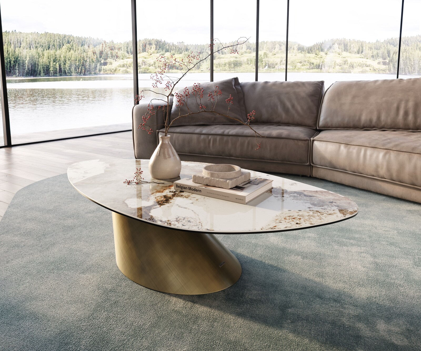 Edge Organic масичка за кафе 140x76 cm керамика Minas Melange Conis Metallic Gold 1