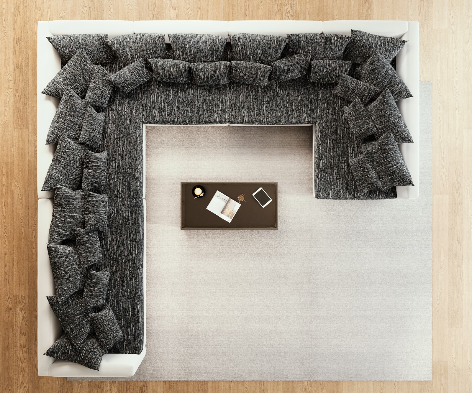 Холна гарнитура XXL Бял Черен Лежанка Лява Clovis 3 Холна гарнитура XXL Бял Черен Лежанка Лява Clovis 3