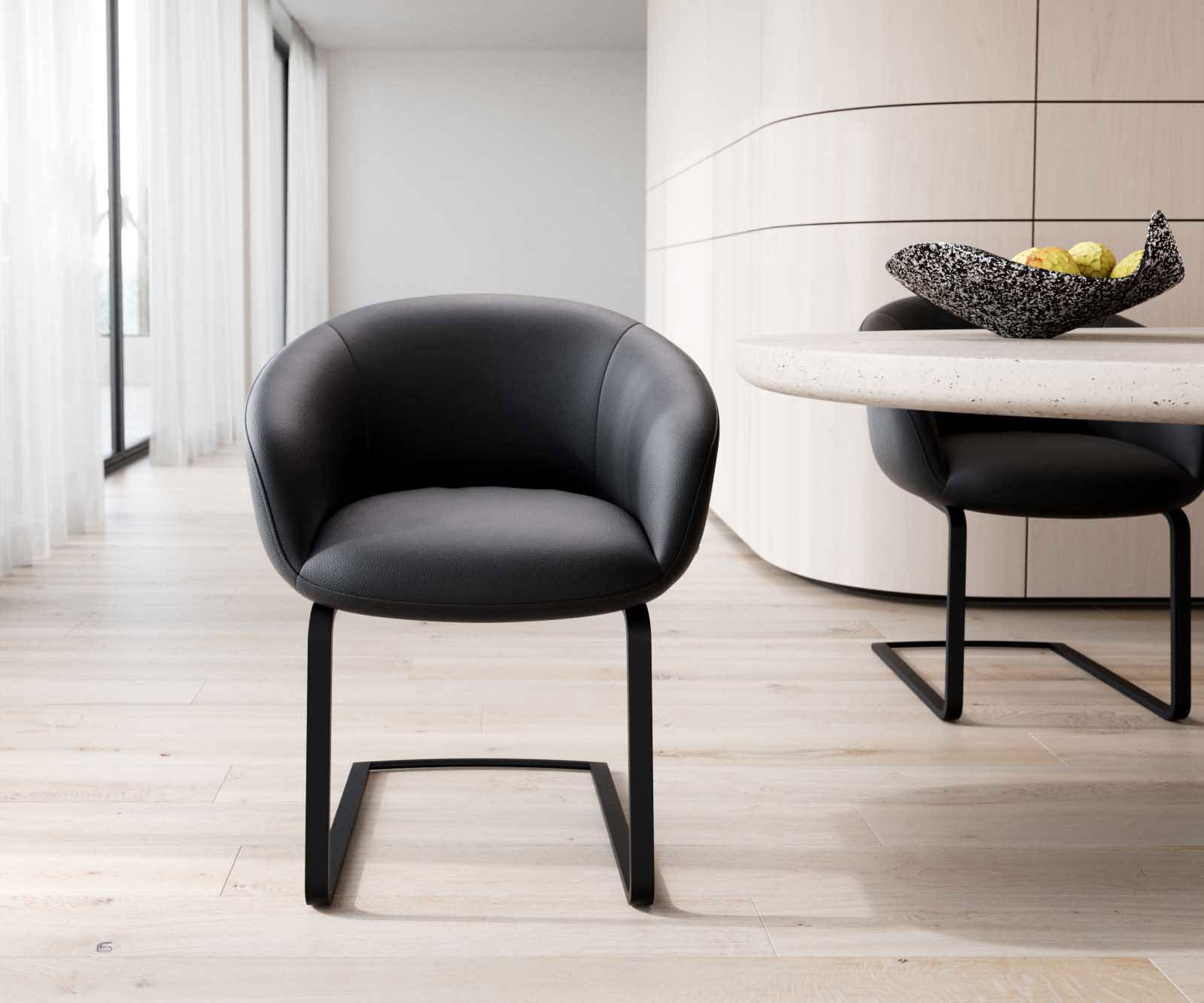 Люлеещ стол с подлакътници Естествена кожа Черен Конзолен крак плосък Черен Покет пружина Vinka-Flex 1 Люлеещ стол с подлакътници Естествена кожа Черен Конзолен крак плосък Черен Покет пружина Vinka-Flex 1