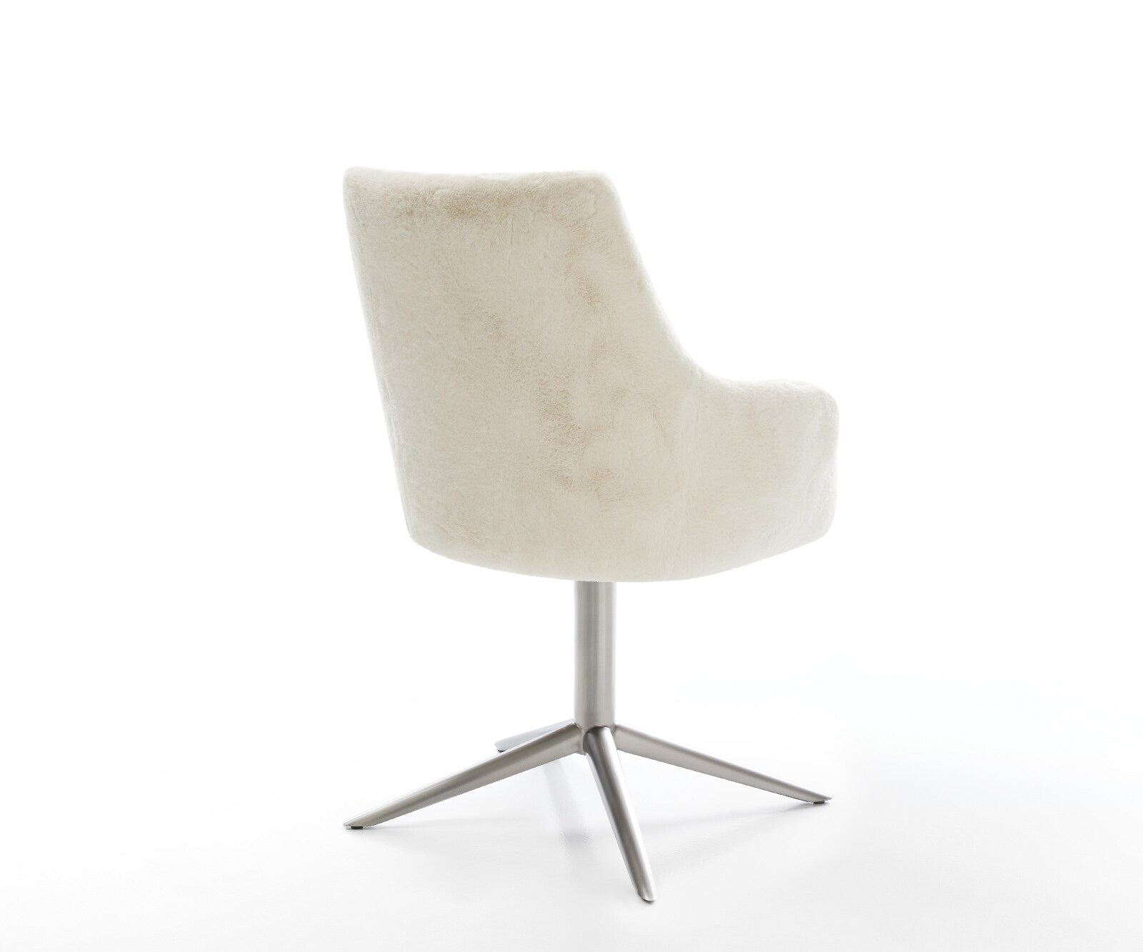 Въртящ се стол Alja-Flex с подлакътници Плюш кремаво-бяло Основа от неръждаема стомана Завъртане на 360° Люлееща се функция Ядро от джобни пружини 5