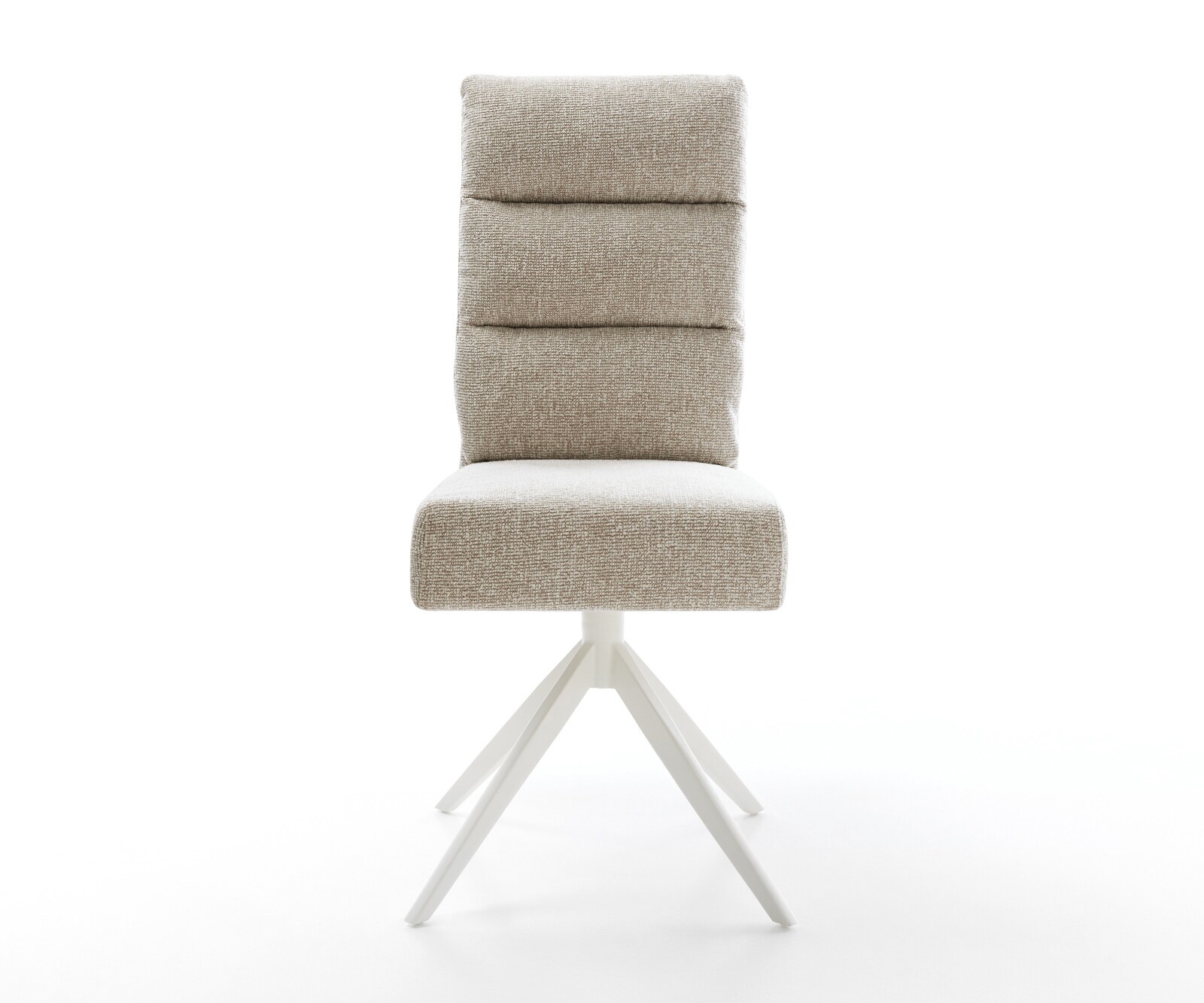 Въртящ се стол Pela-Flex Мека бежова тъкан Кръстосана рамка широка Бяла 360° въртене Люлееща се функция Ядро от джобни пружини 2