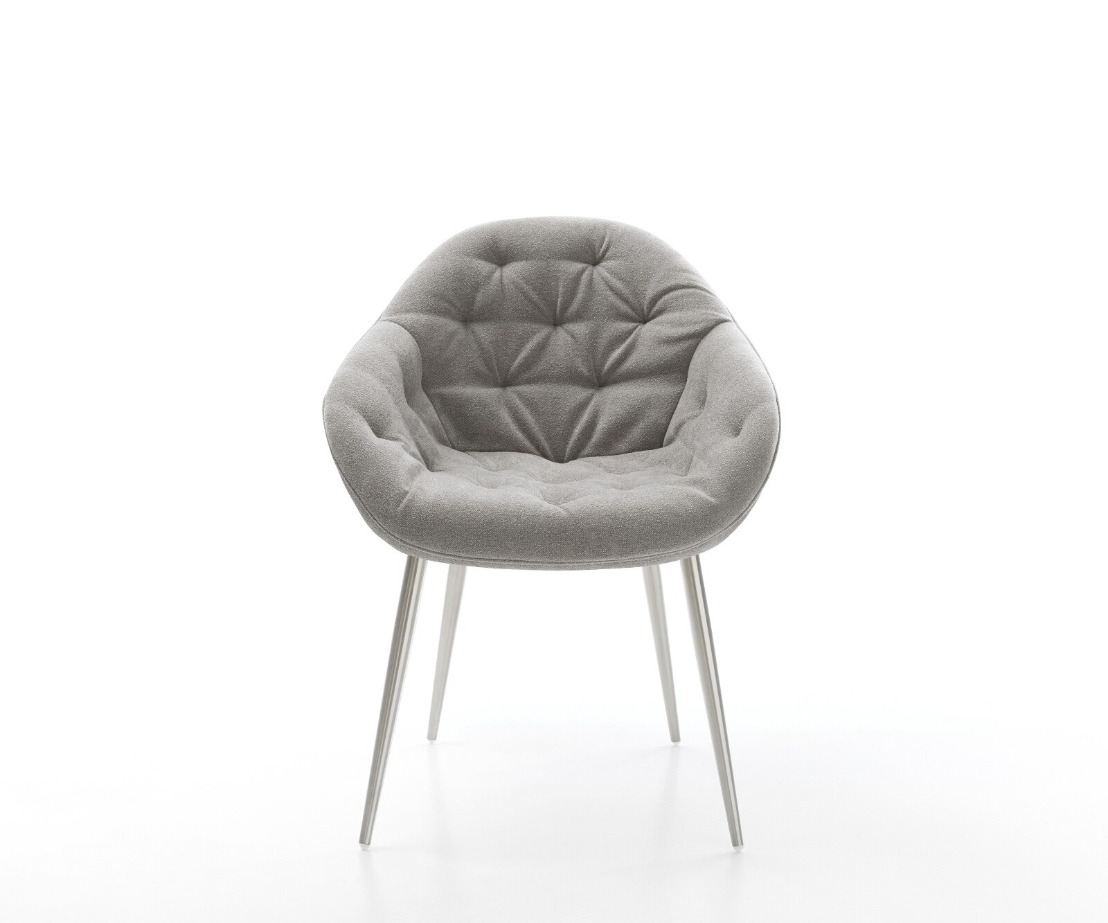 Трапезен стол Gaio-Flex текстурирана тъкан меко сиво 4-футов конус от неръждаема стомана 2