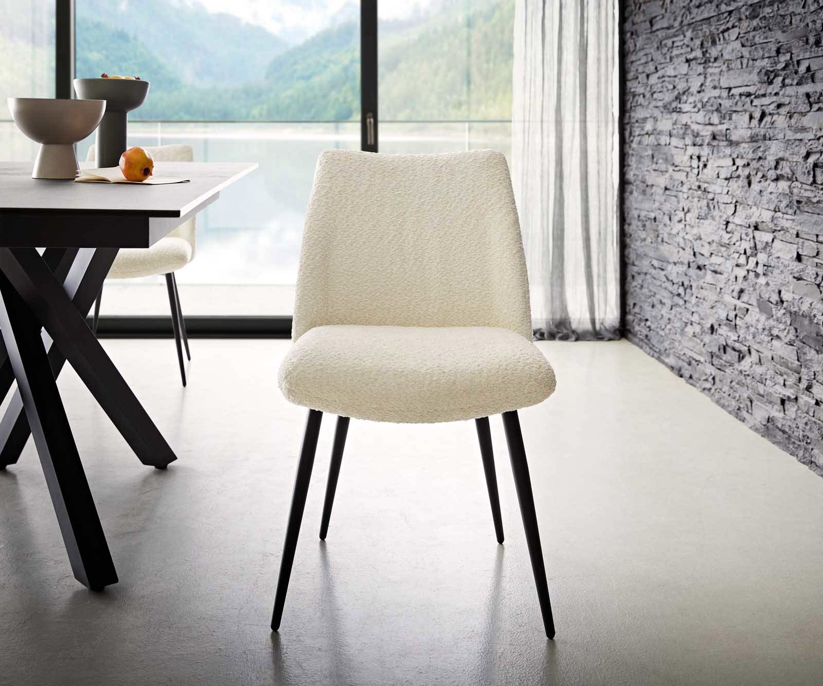 Трапезен стол Букле Бял 4 крака конични Черен Покет пружина Elso-Flex 1 Трапезен стол Букле Бял 4 крака конични Черен Покет пружина Elso-Flex 1