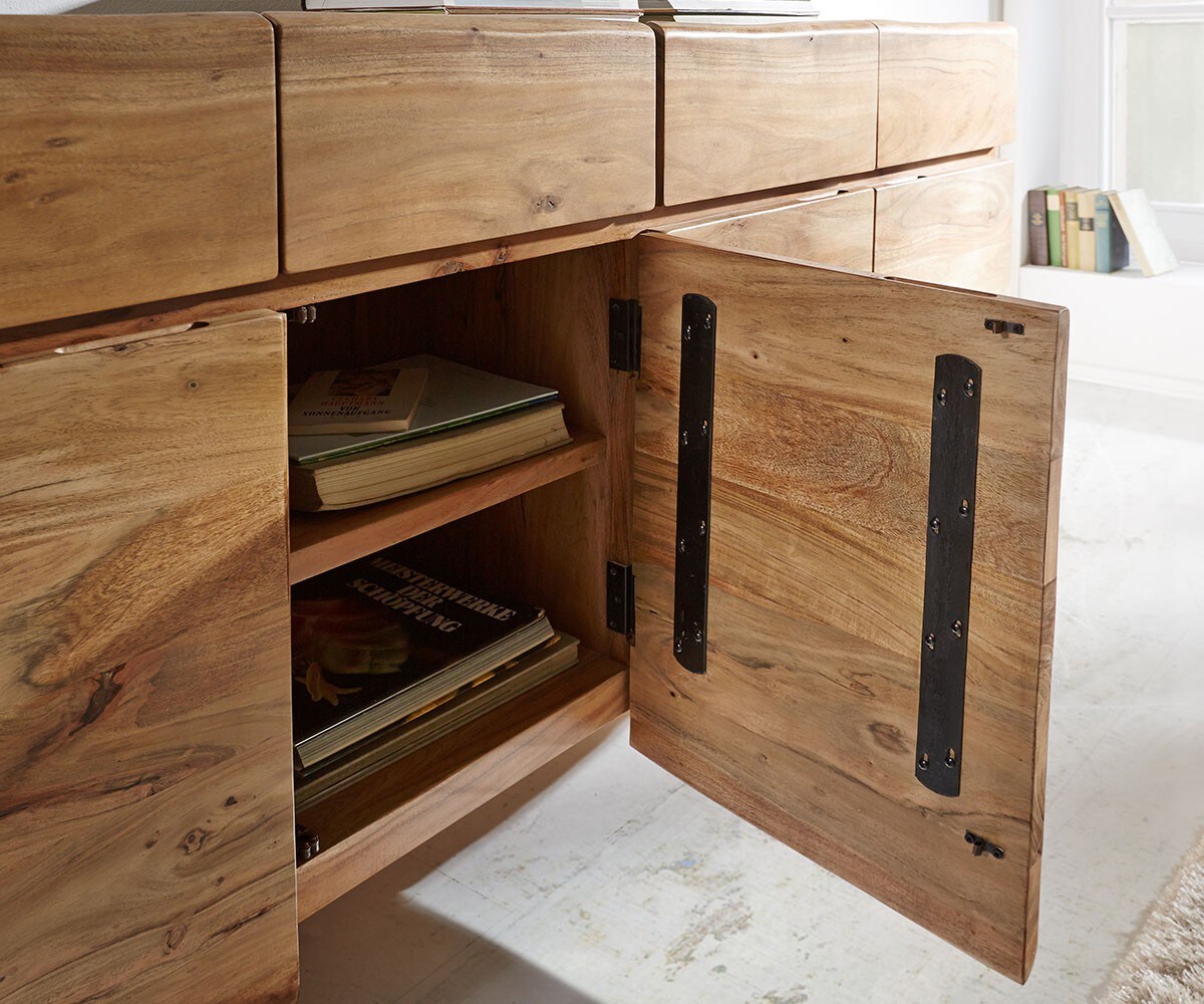 Бюфет 172 cm Акация Натурал 4 Врати 4 Чекмеджета Live-Edge 2 Бюфет 172 cm Акация Натурал 4 Врати 4 Чекмеджета Live-Edge 2