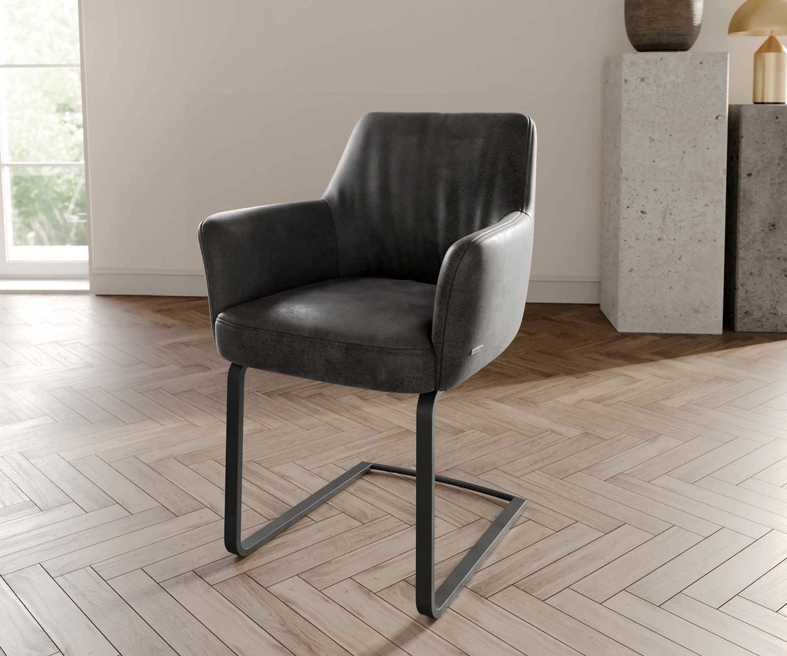 Люлеещ стол с подлакътници Антрацит Винтидж Конзолен крак плосък Черен Покет пружина Xana-Flex Люлеещ стол с подлакътници Антрацит Винтидж Конзолен крак плосък Черен Покет пружина Xana-Flex