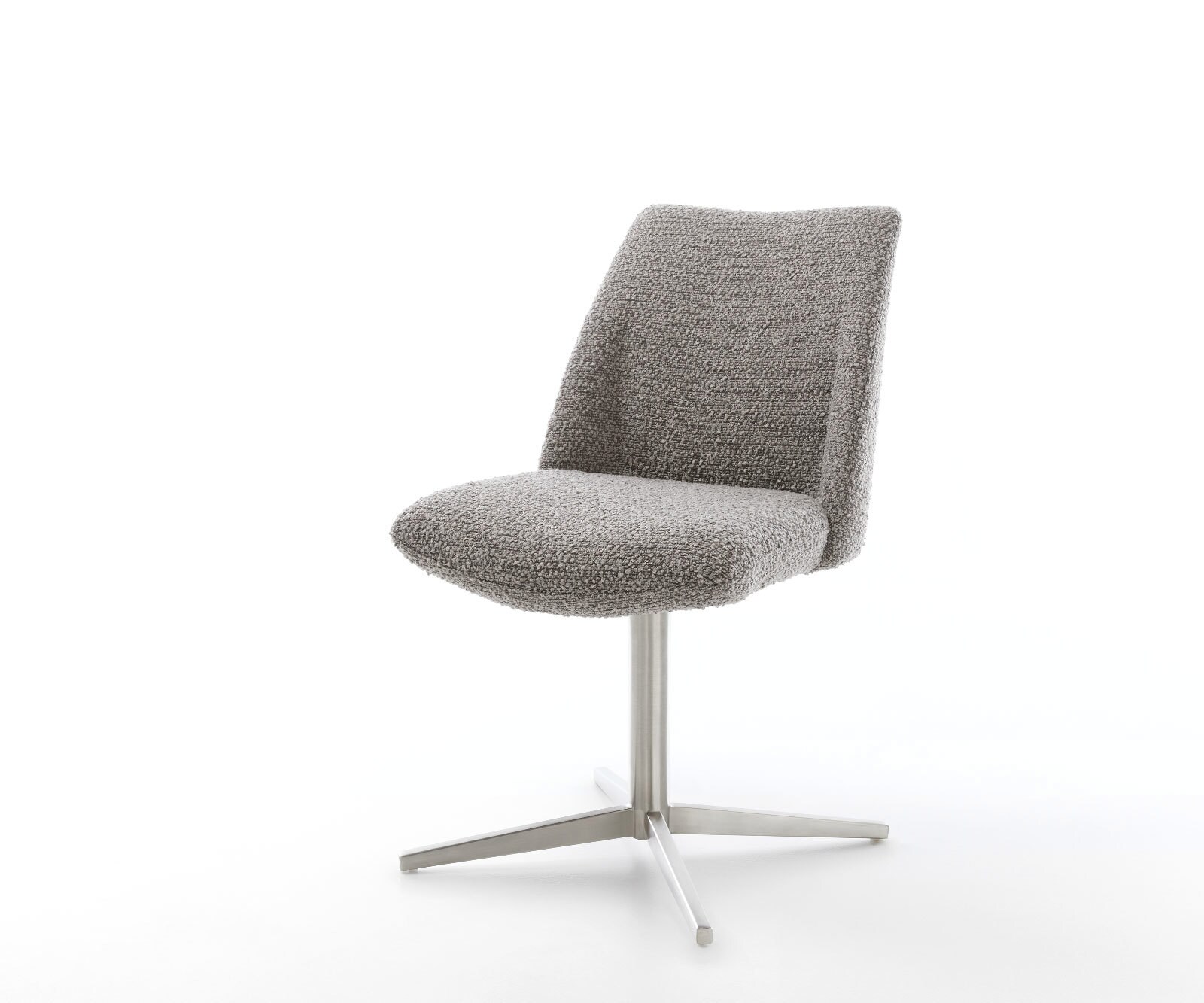 Врътящ се стол Букле СребристСив Офис основа Неръждаема стомана 360° въртящ се Покет пружина Elso-Flex 1