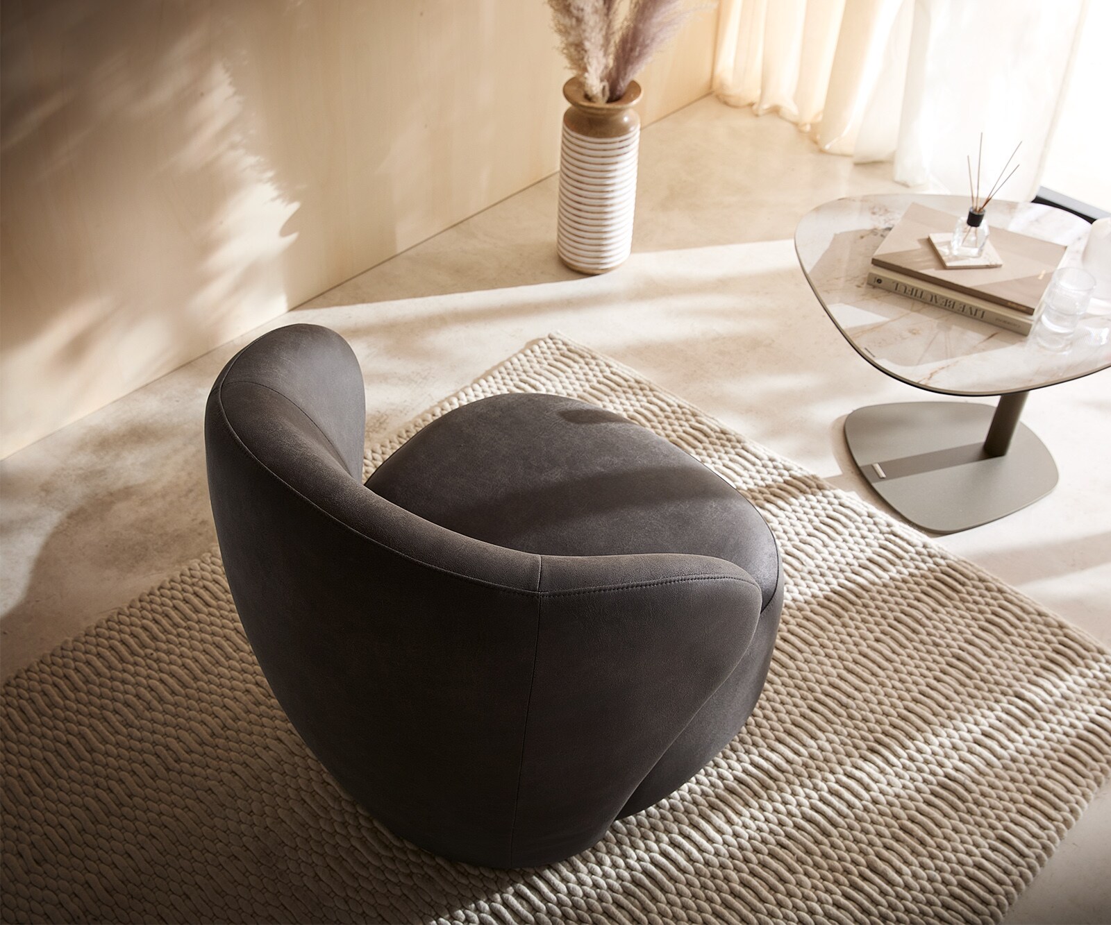 Стол за отдих Pulo 80x80 cm микрофибър антрацит реколта 1