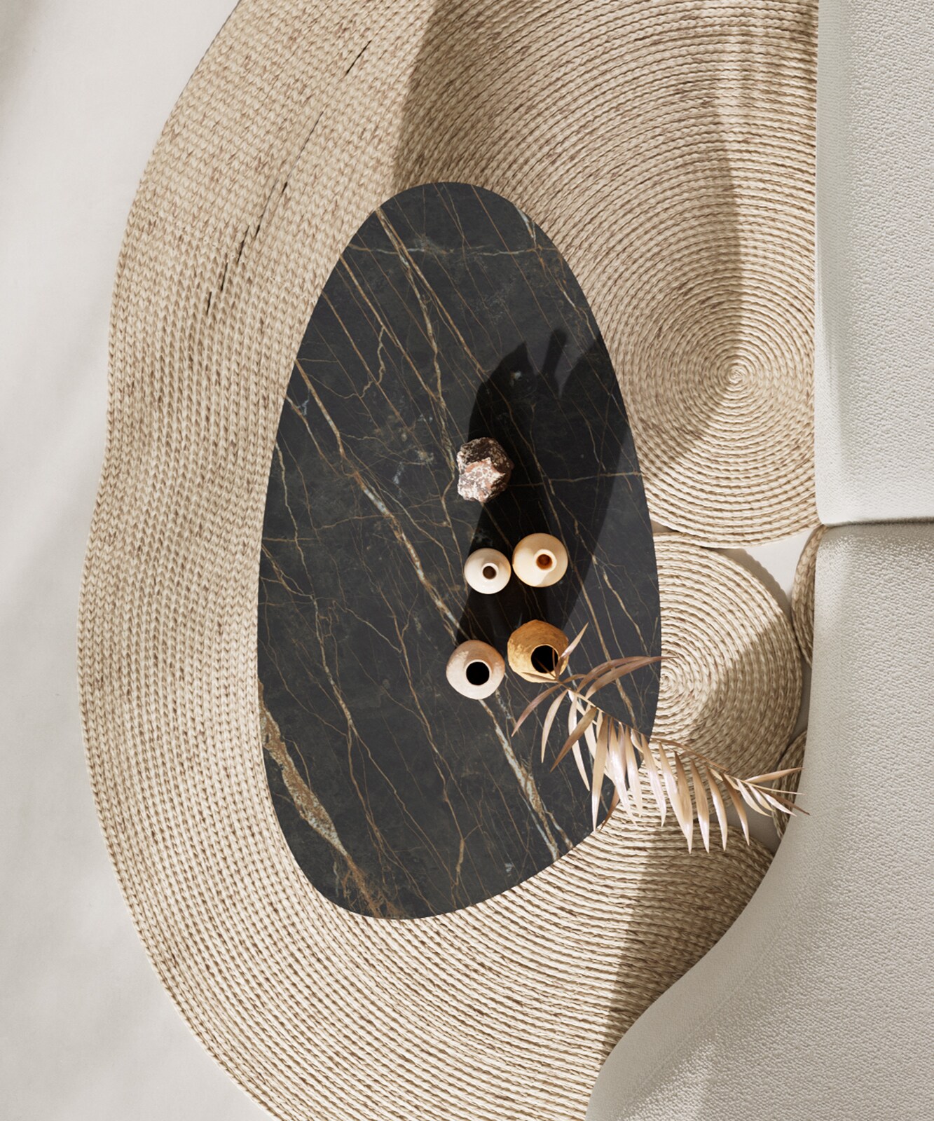 Масичка за кафе Edge Oval 140x75 cm Ceramic Laminam® Noir Desir Brown Parabi Матирана неръждаема стомана 6