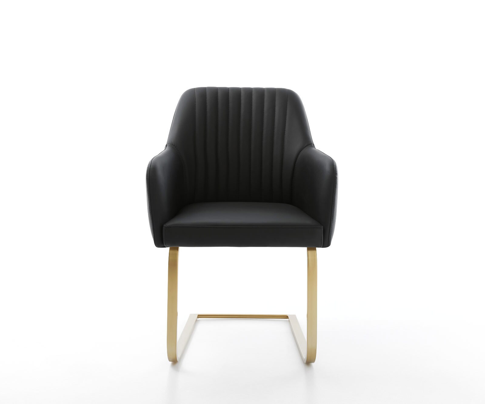 Люлеещ стол Естествена кожа Черен Конзолен крак плосък Злато Greg-Flex 2