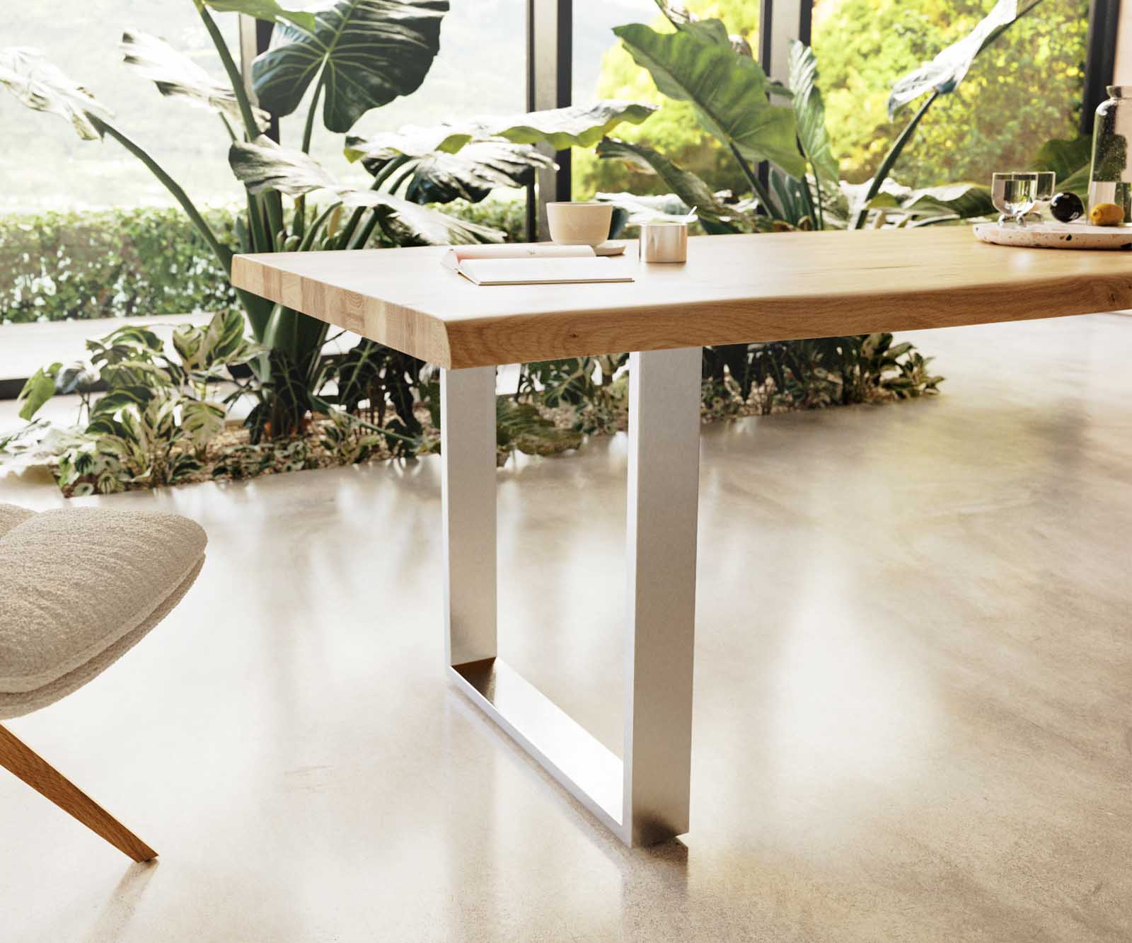 Маса 300x100 Дъб Натурал Неръждаема стомана Тесен профил Edge 5