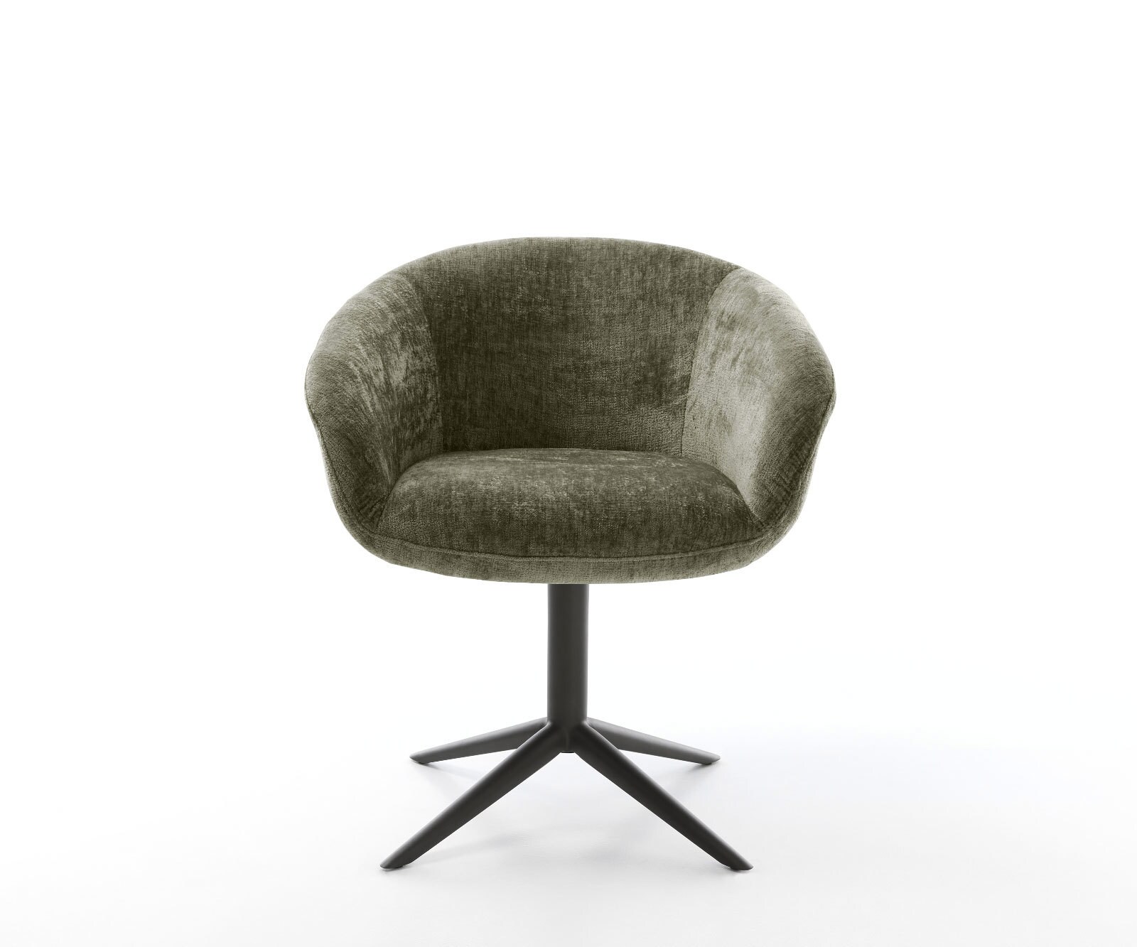 Врътящ се стол с подлакътници Шенил Маслина Офис основа Черен 360° въртящ се Люлеещ се Покет пружина Vinka-Flex 2