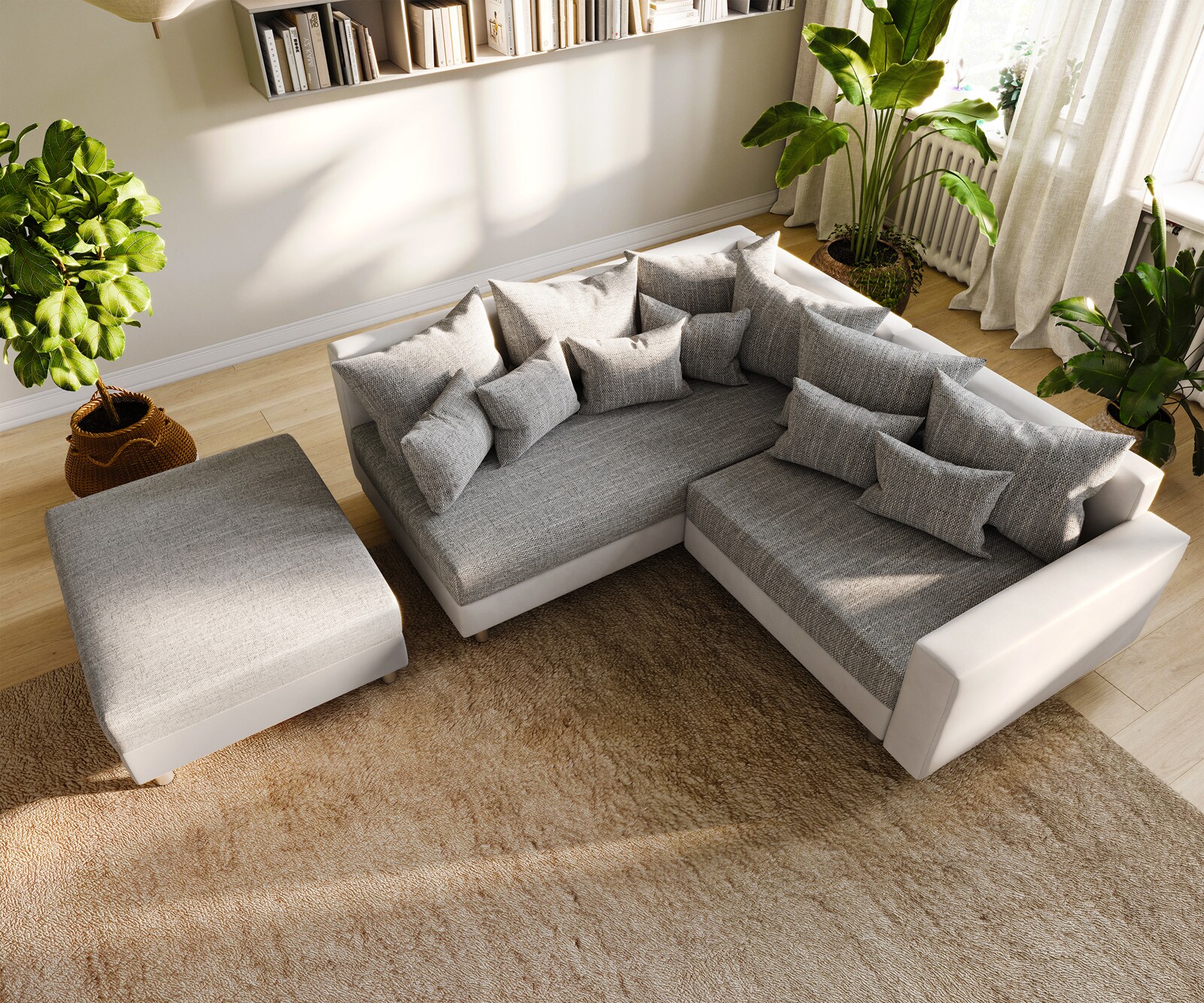 Ъглов диван Кафяв античен вид модулна лежанка дясна Clovis 4