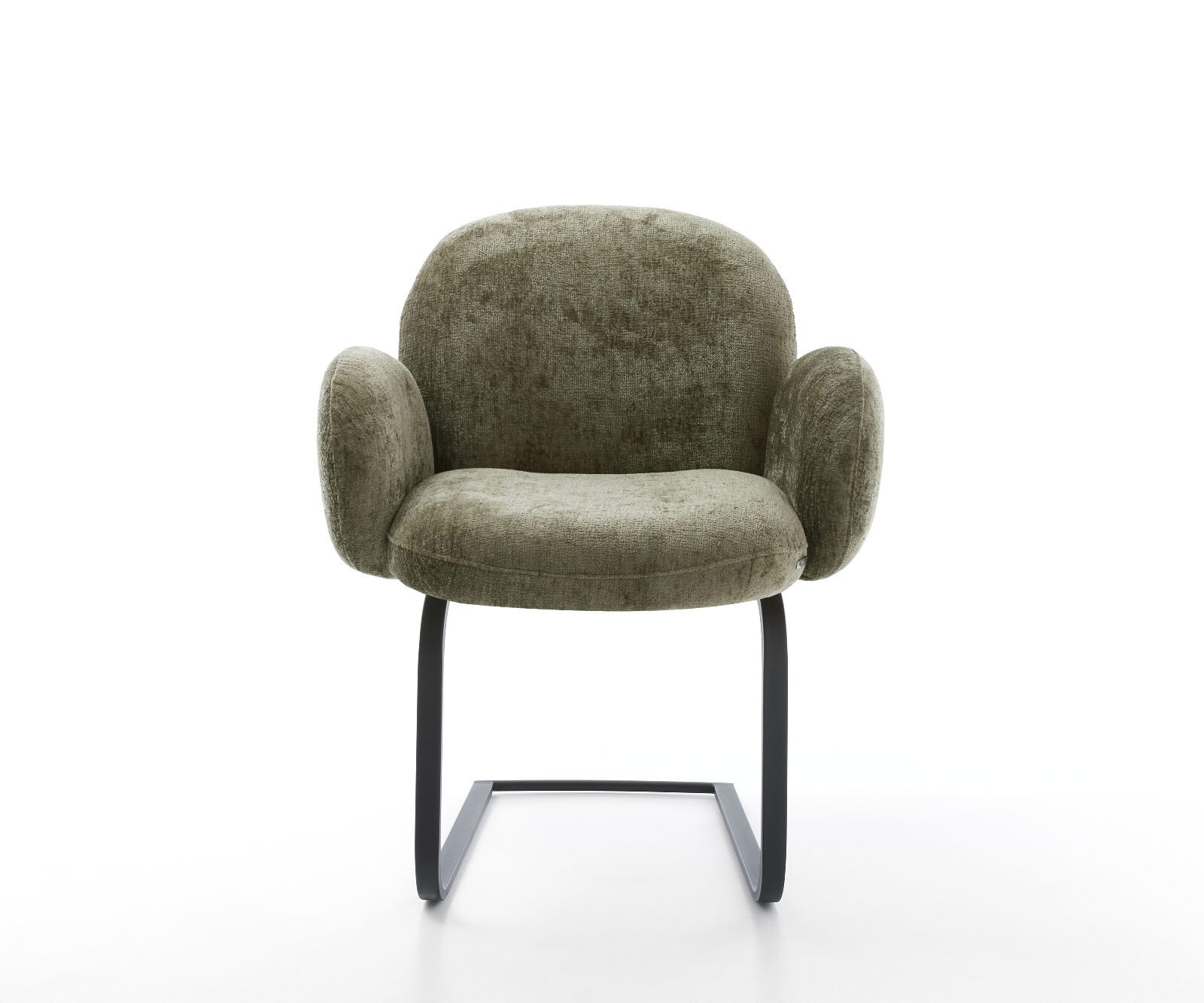 Люлеещ стол с подлакътници Шенил Маслина Конзолен крак плосък Черен Покет пружина Nube-Flex 2