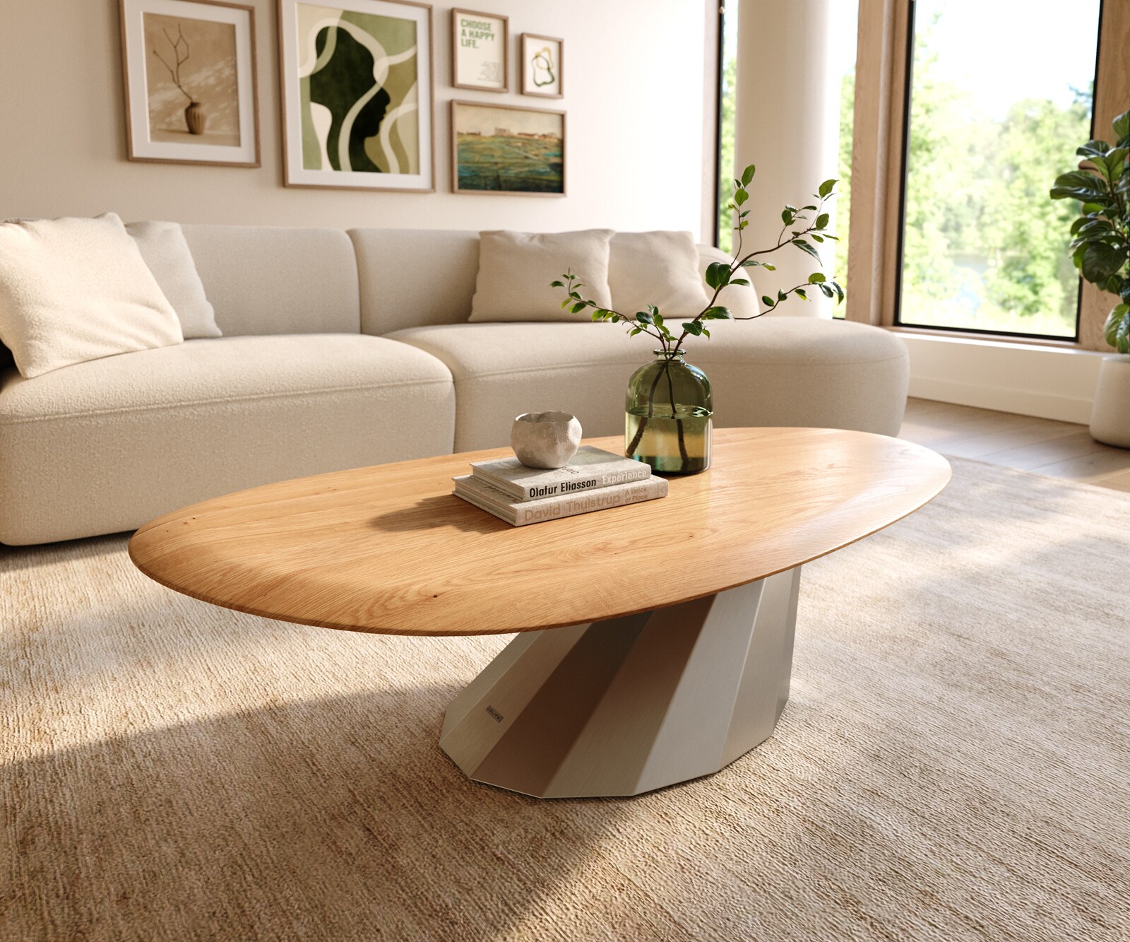 Couchtisch Edge Massivholz Oval 4