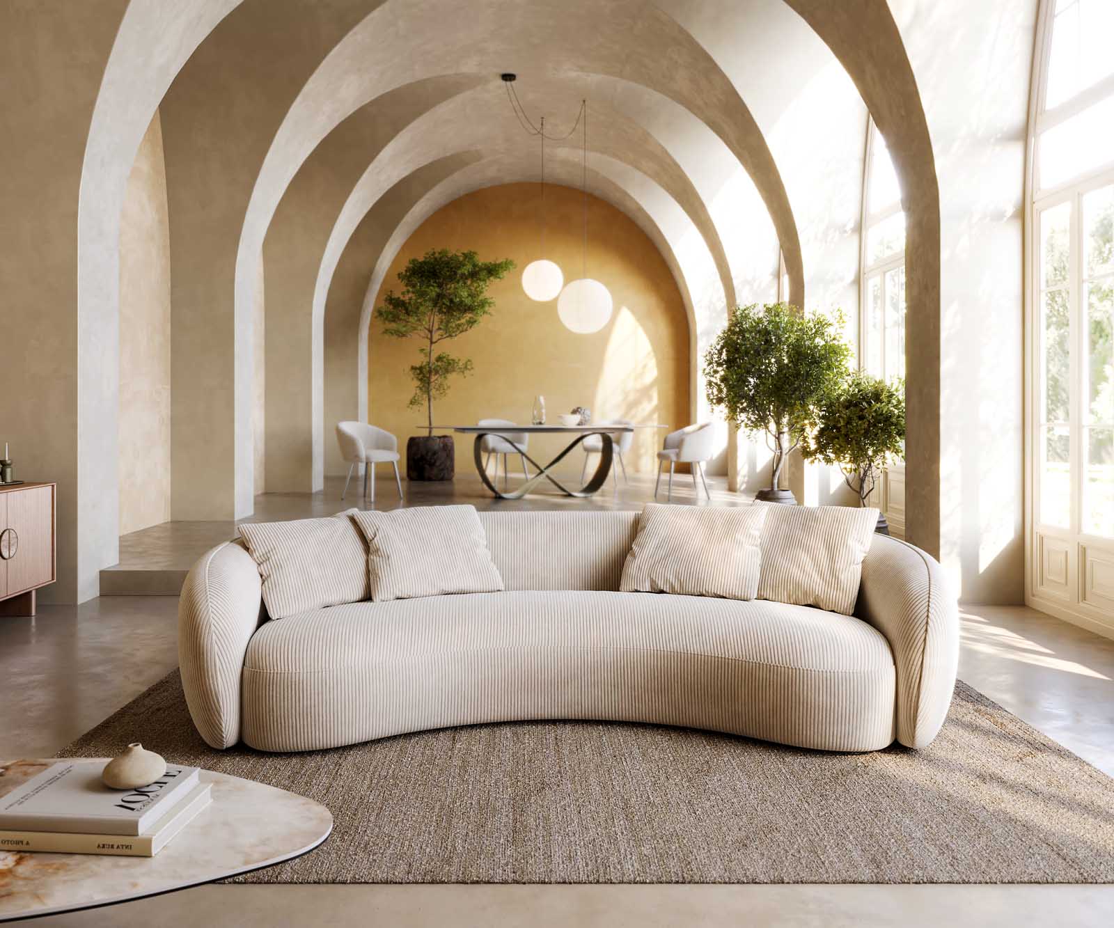 3-местен диван Larna 260x120 cm Cord Бежов 1 3-местен диван Larna 260x120 cm Cord Бежов 1