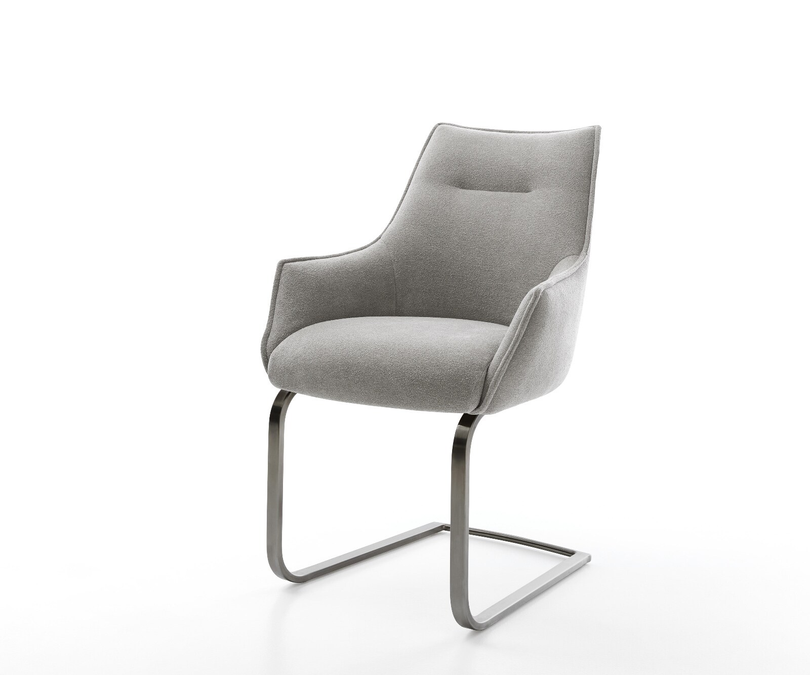 Конзолен стол Alja-Flex с подлакътници текстурирана тъкан мек сив конзолен стол плосък графит джоб пружина сърцевина 1