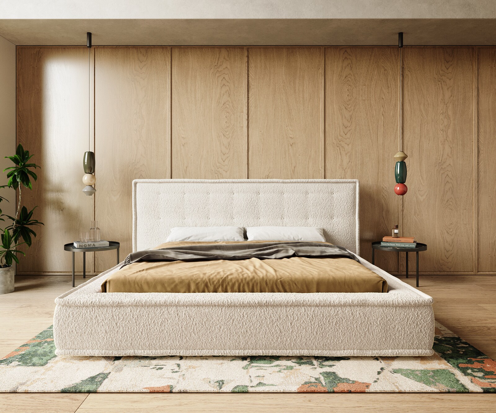 Тапицирана рамка за легло Filikos 180x200 cm Bouclé Cream 2