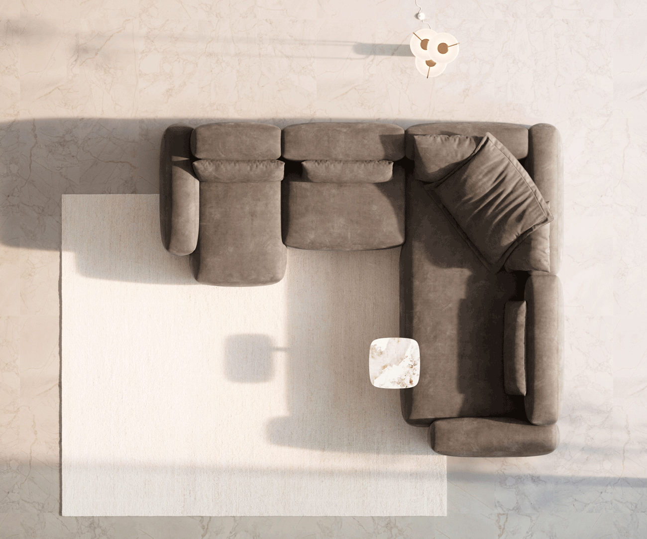 Дневен кът Freestyle 360x290 cm микрофибър сив цвят винтидж шевици 5