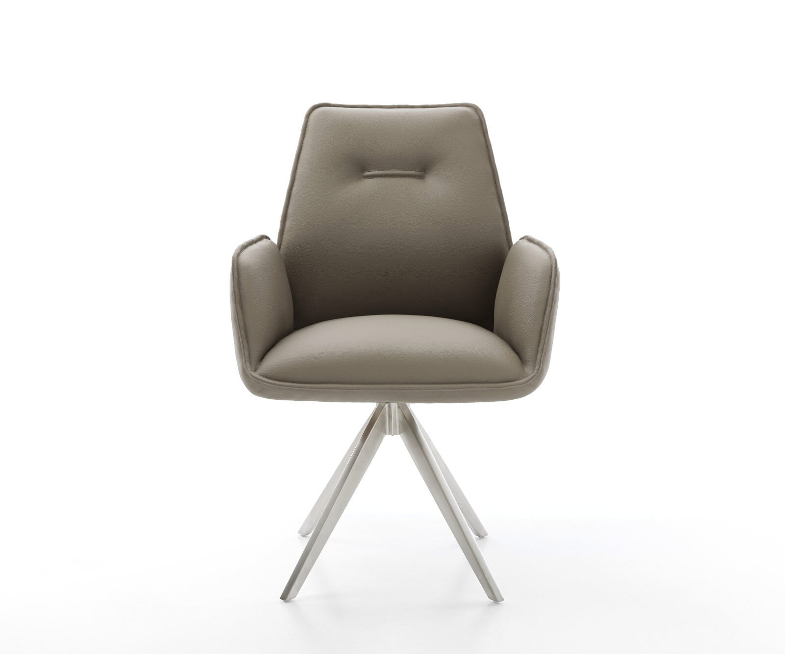 Врътящ се стол Естествена кожа Сиво-Кафяв Конус крак  Неръждаема стомана 180° въртящ се Zoa-Flex 2