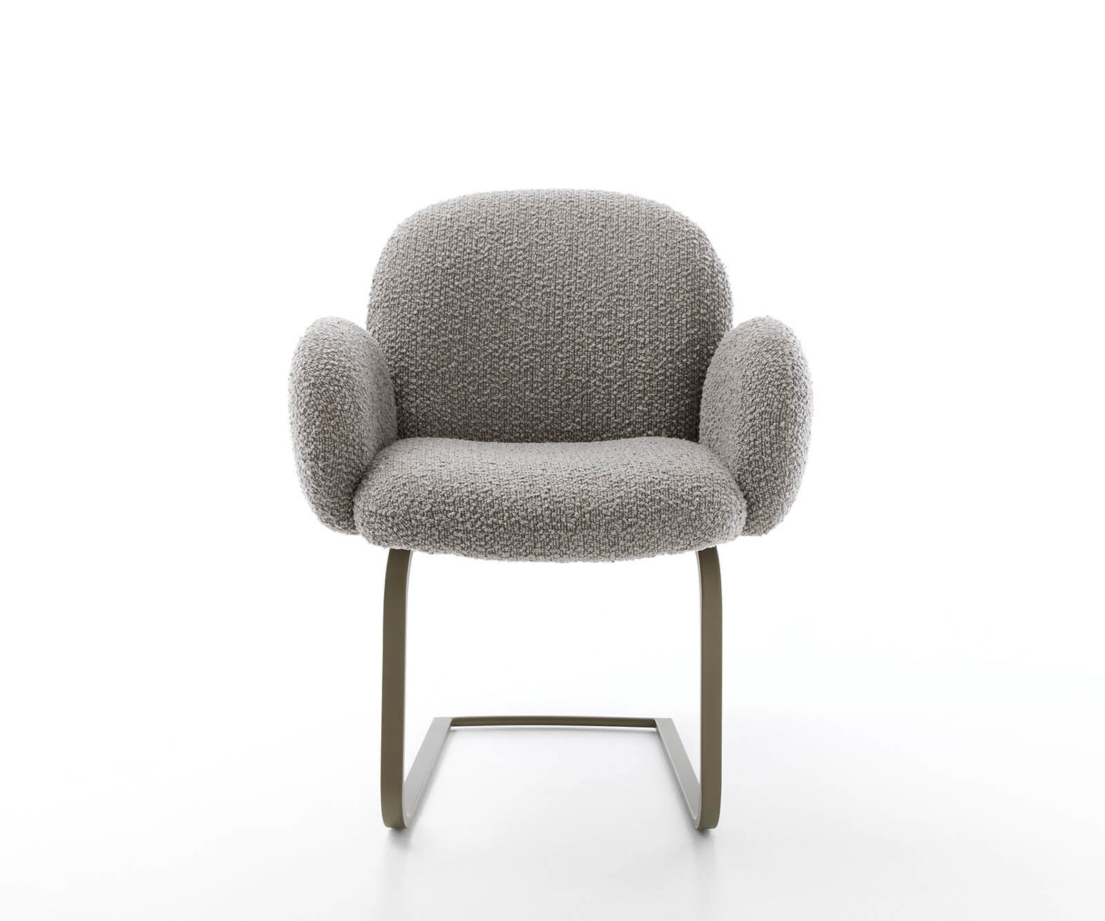 Люлеещ стол с подлакътници Букле Сребристо сив Конзолен крак плосък  Титан Покет пружина Nube-Flex 2