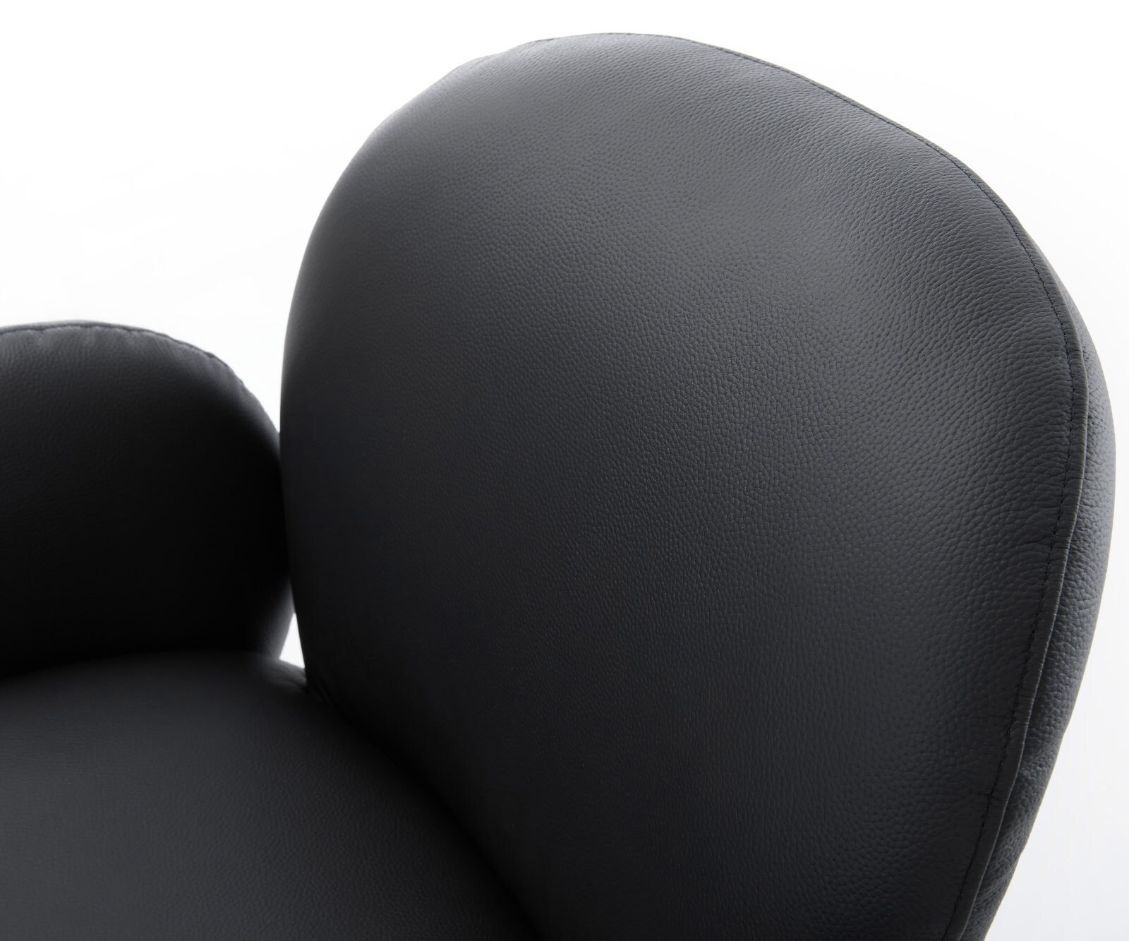 Врътящ се стол с подлакътници Естествена кожа Черен Конус крак кръгъл Неръждаема стомана 180° въртящ се Покет пружина Nube-Flex 4