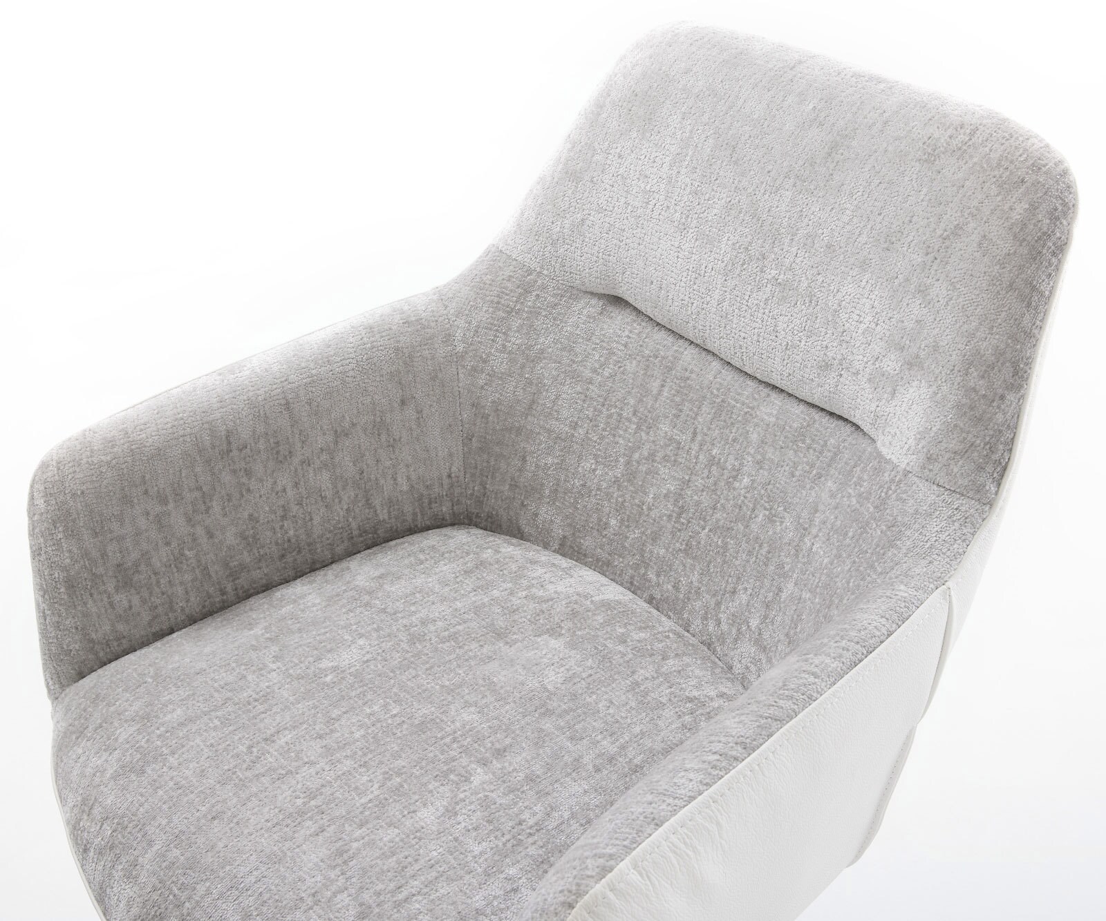 Врътящ се стол Комбинация от дамаски Естествена кожа Бял-СребристСив Конус крак плосък Бял 360° въртящ се Люлеещ се Pejo-Flex 4