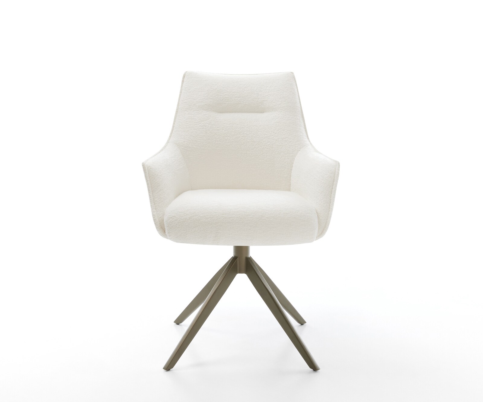 Въртящ се стол Alja-Flex с подлакътници Bouclé Soft Beige Кръстосана рамка широка Ефектно покритие Титан 360° завъртане Люлееща се функция Ядро от джобни пружини 1