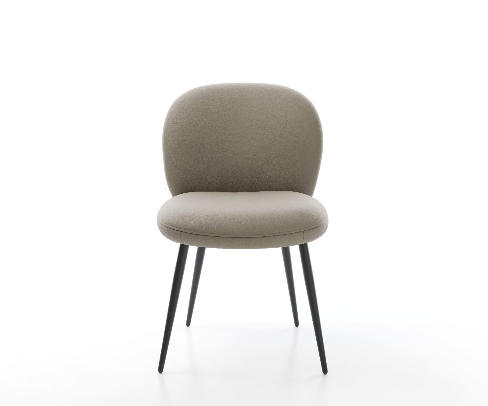 Трапезен стол Естествена кожа Сиво-Кафяв 4 крака конични Черен Покет пружина Nube-Flex 2