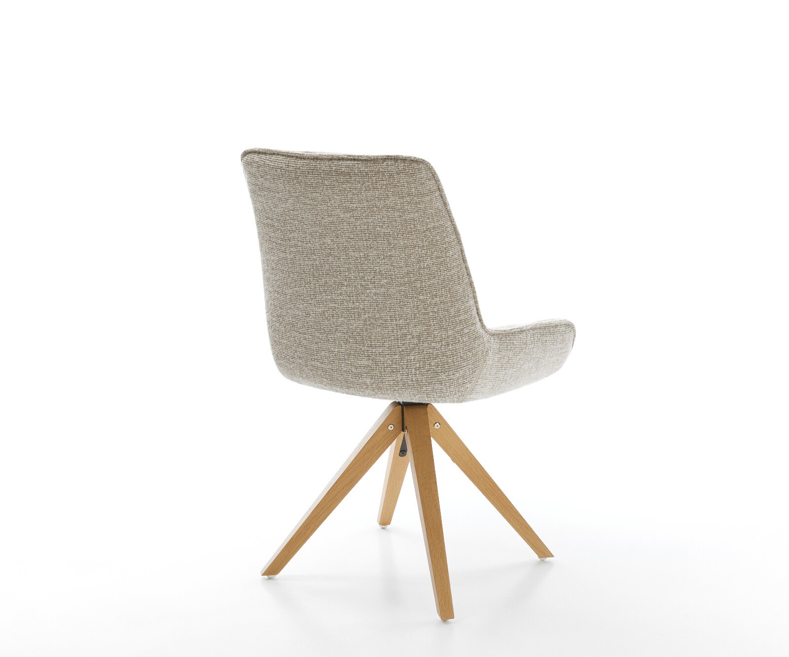 Въртящ се стол Taimi-Flex тъкан плат меко бежово дървена рамка ъглов естествен 180° въртене 4