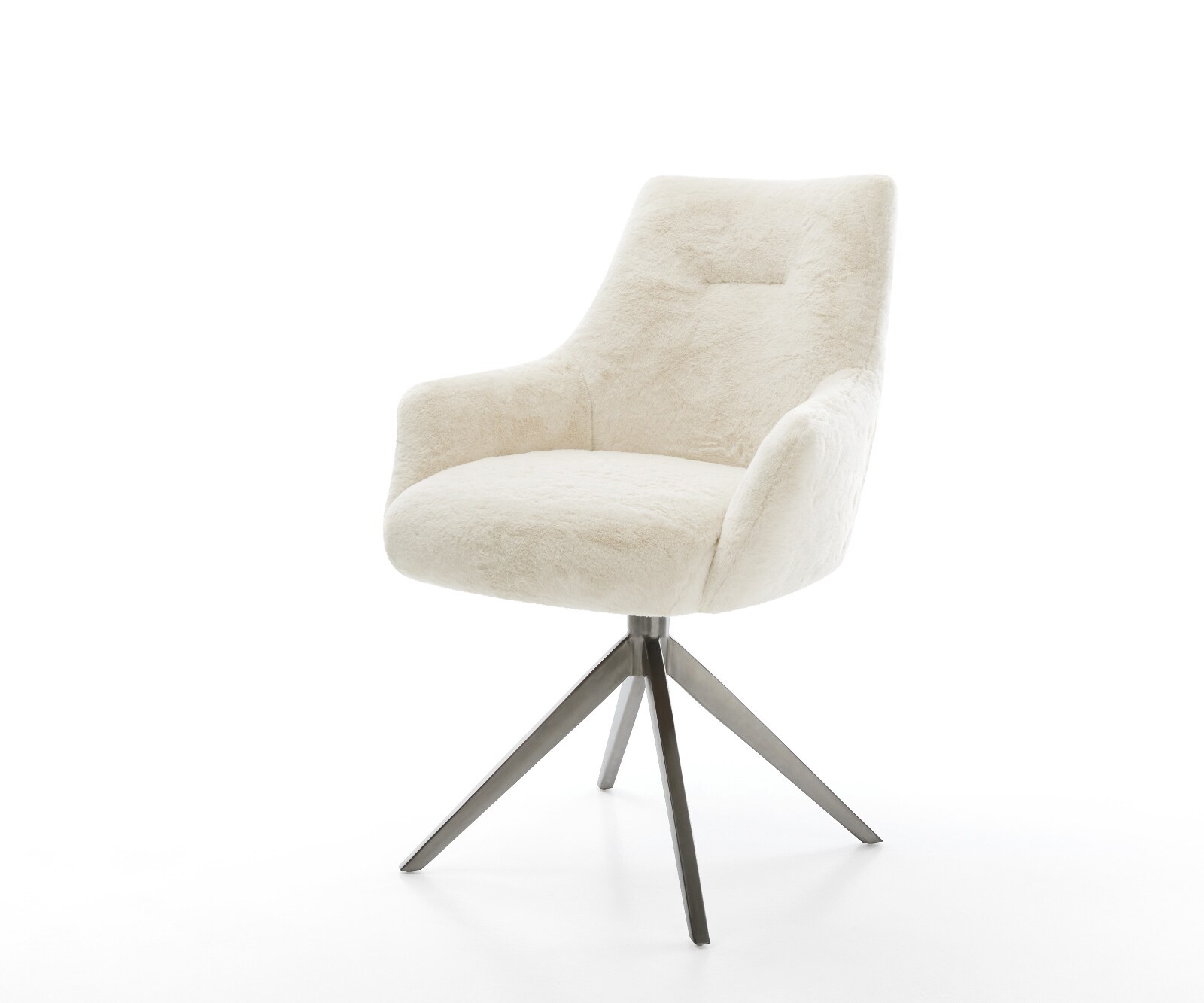 Въртящ се стол Alja-Flex с подлакътници Плюшен кремаво-бял Кръстосана рамка широк графит Въртене на 360° Люлееща се функция Ядро от джобни пружини 1