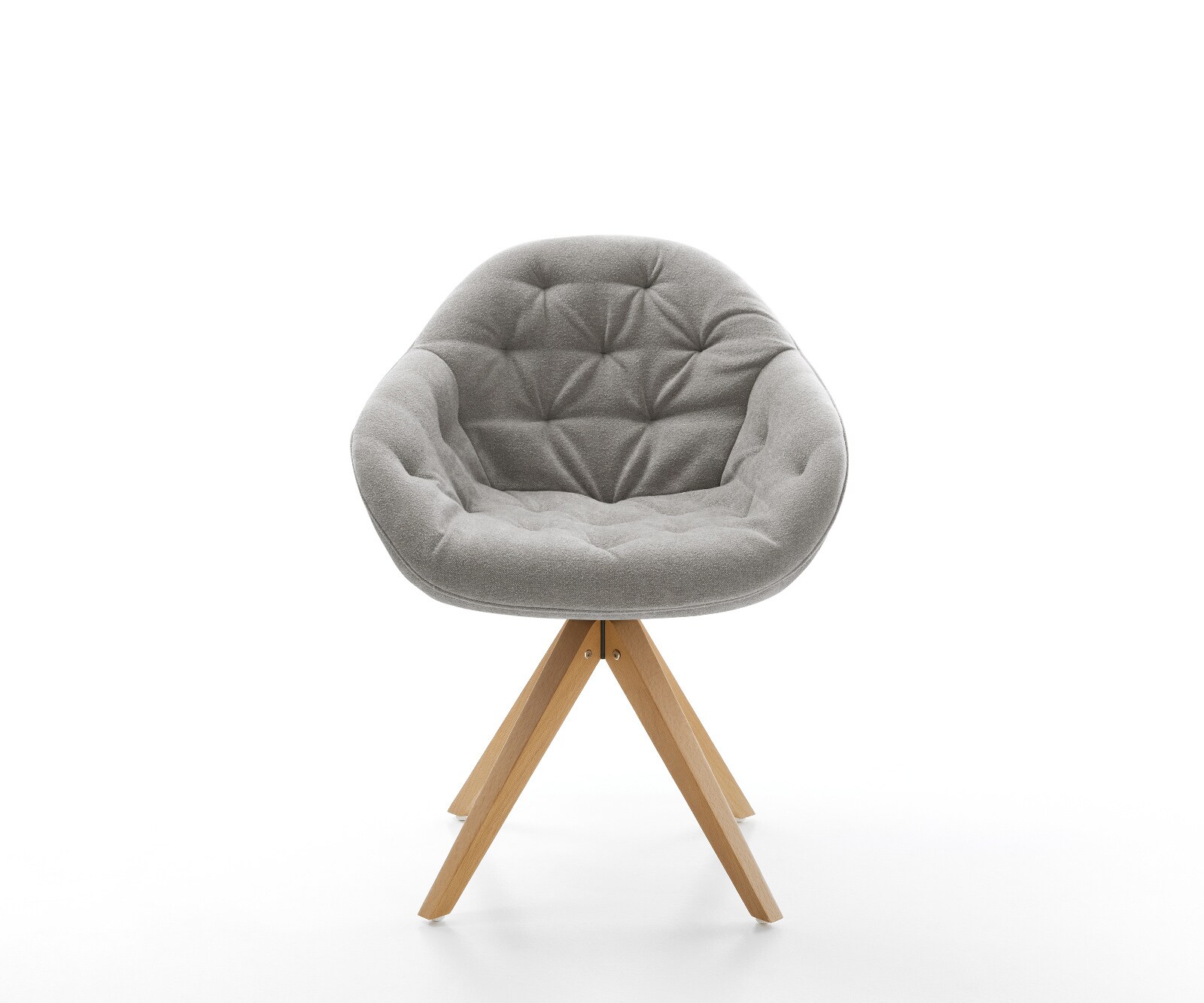 Въртящ се стол Gaio-Flex с тапицерия от структурен плат в цвят „Soft Grey“, дървена рамка с изчистени линии в естествен цвят, с възможност за завъртане на 180° 2