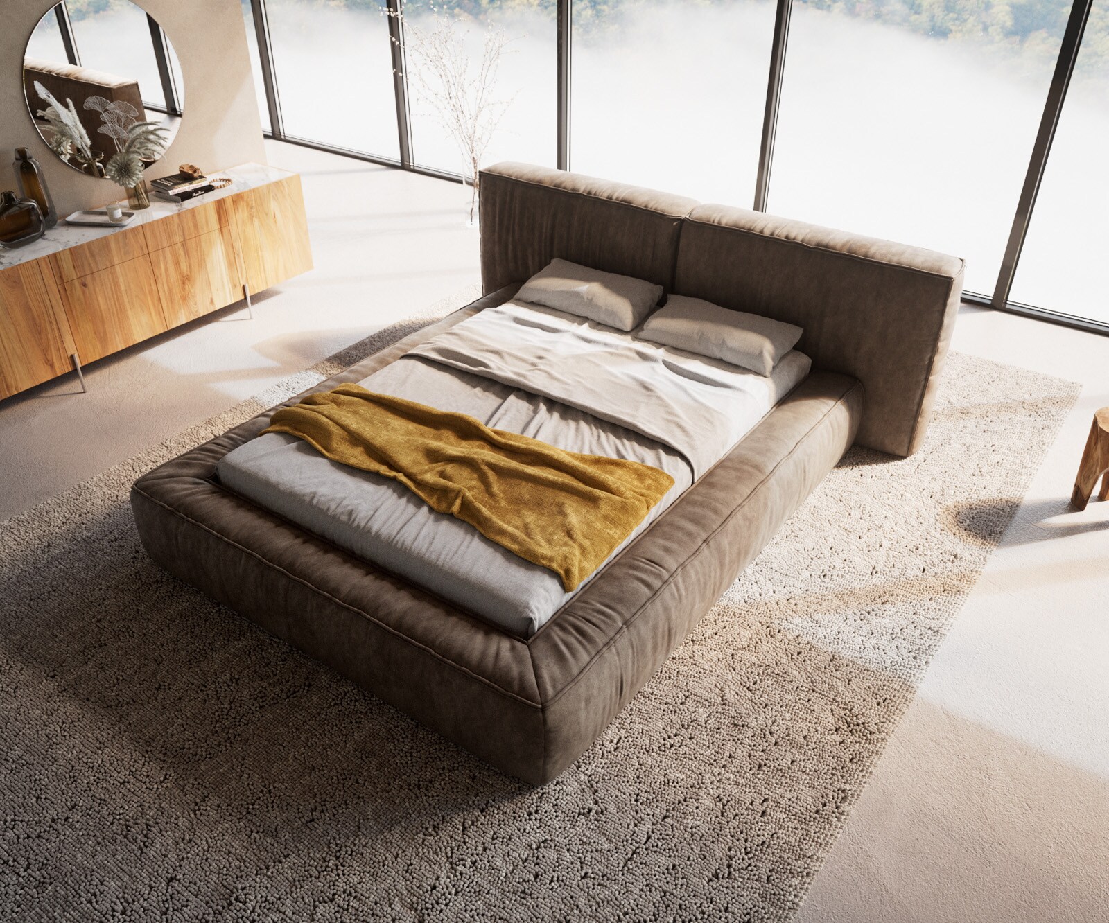 Тапицирано легло Coperti 140x200 cm микрофибър сив цвят vintage 1
