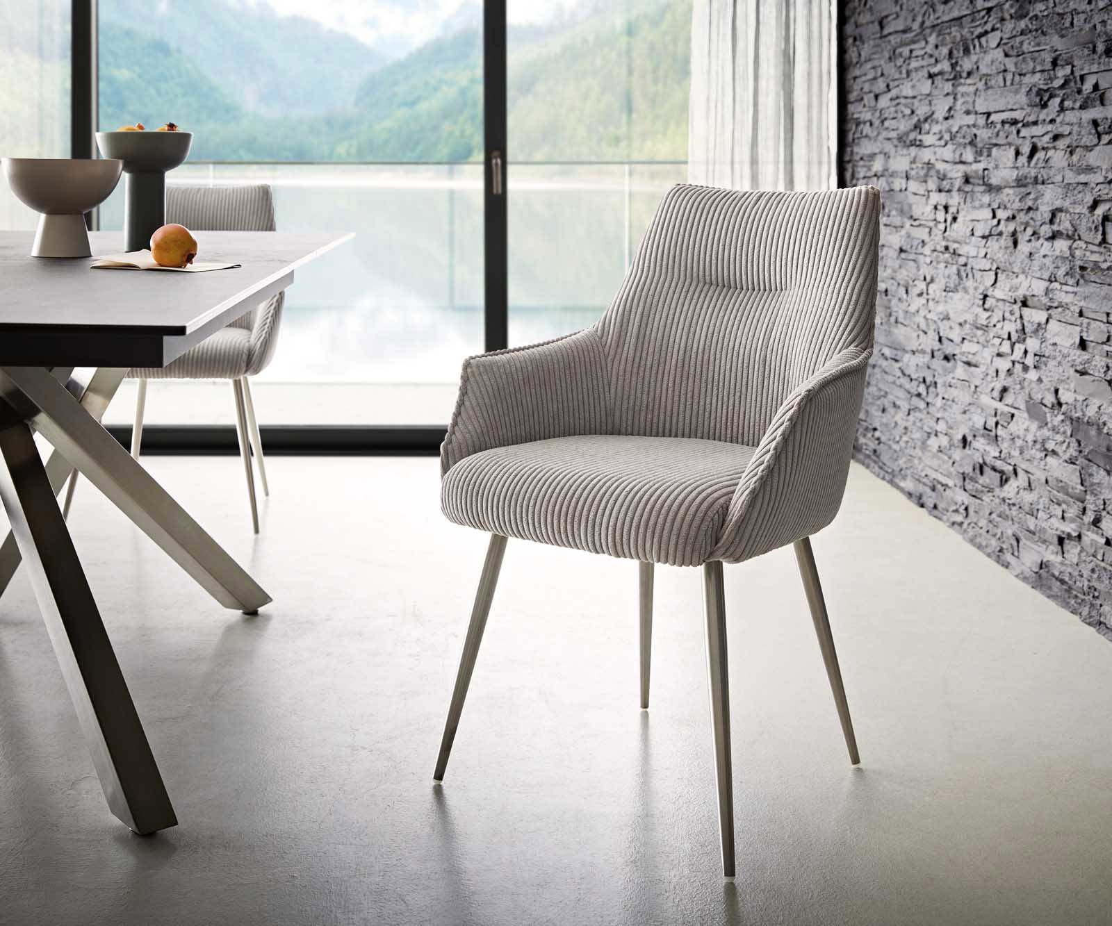 Стол Корд Сребристосив 4-крака Прави Неръждаема стомана Покет пружина Alja-Flex Стол Корд Сребристосив 4-крака Прави Неръждаема стомана Покет пружина Alja-Flex