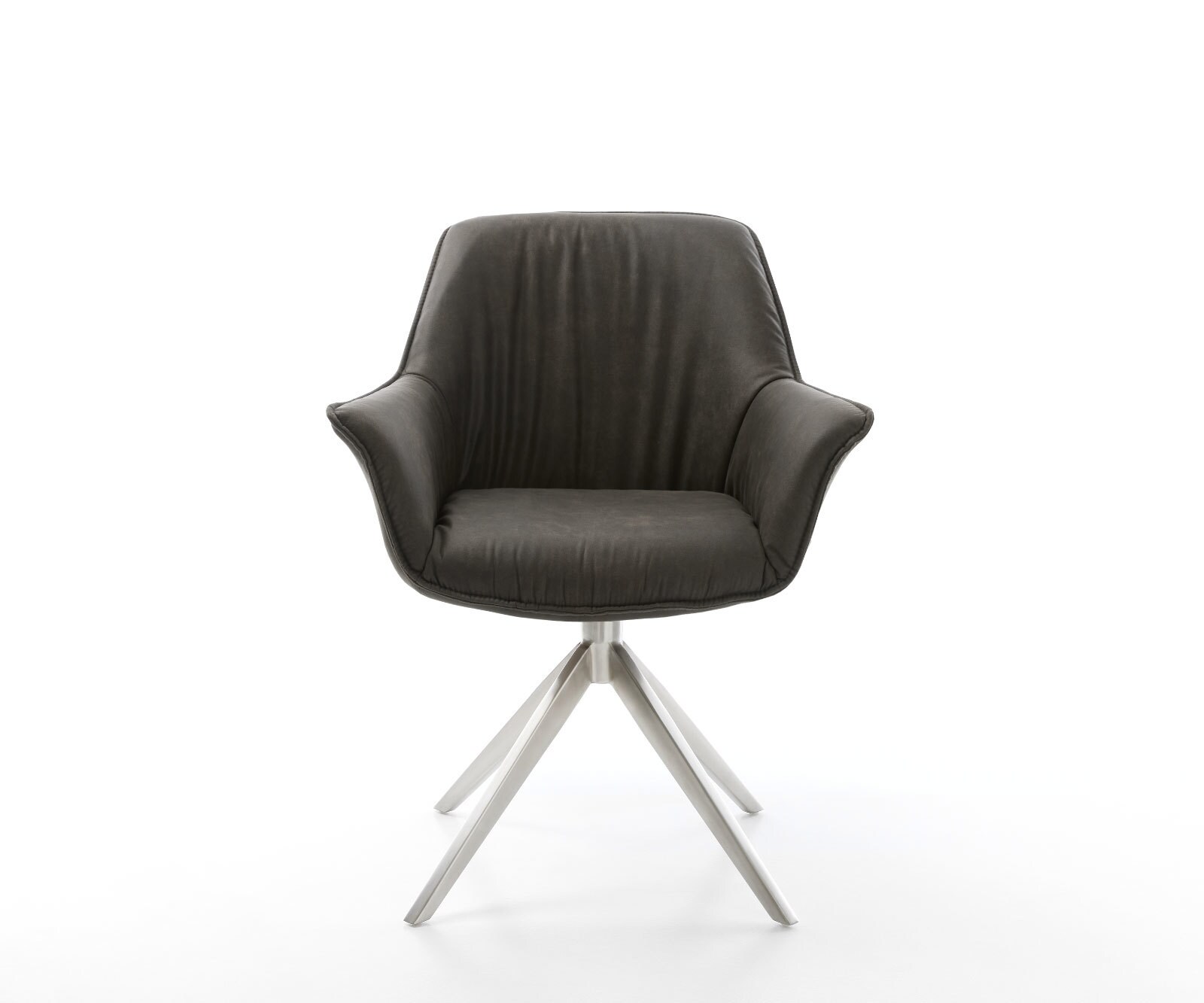 Врътящ се стол с подлакътници Антрацит Винтидж Конус крак плосък Неръждаема стомана 360° въртящ се Keila-Flex 2